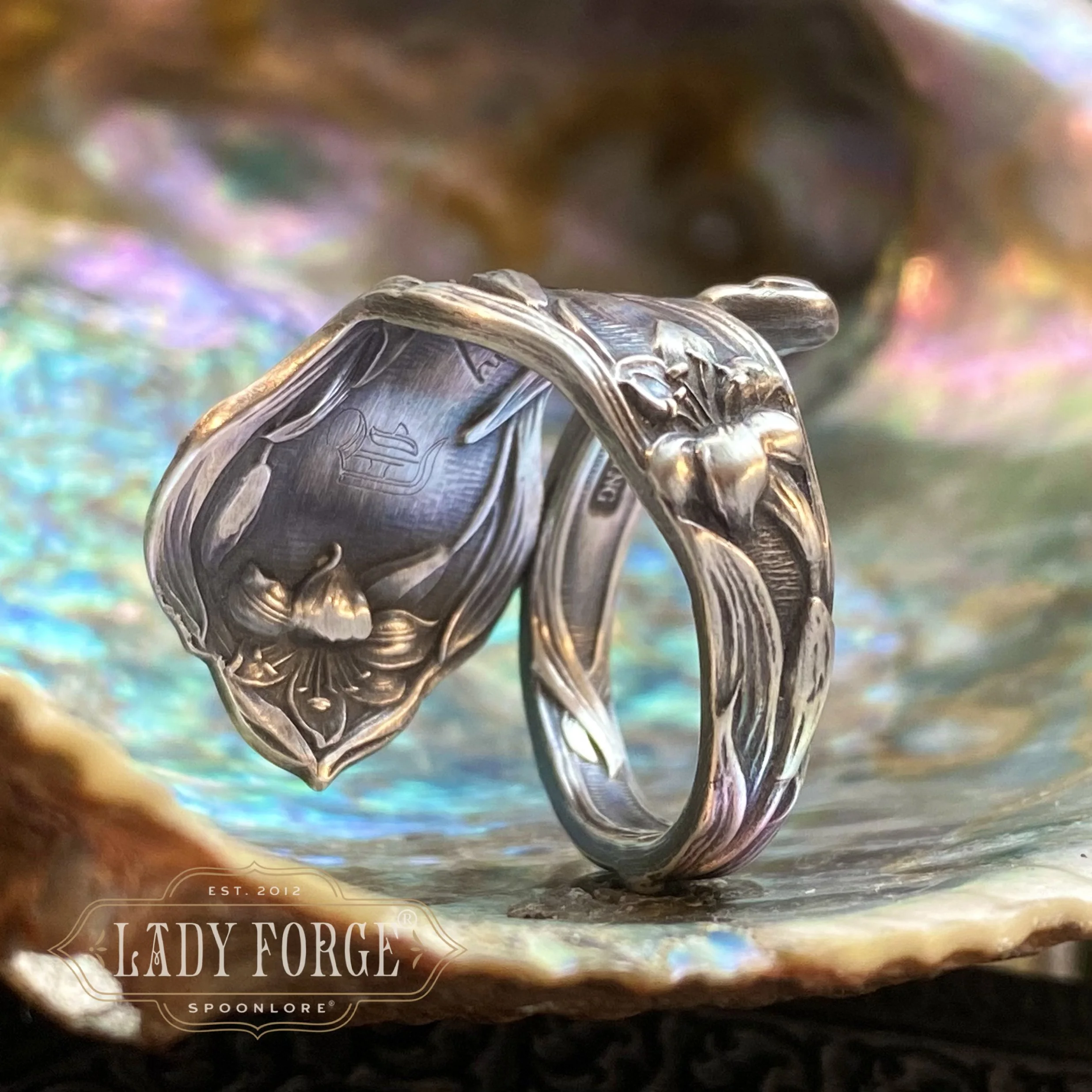 1903 Lily Sterling Spoon Ring - LadyForge Jewelry