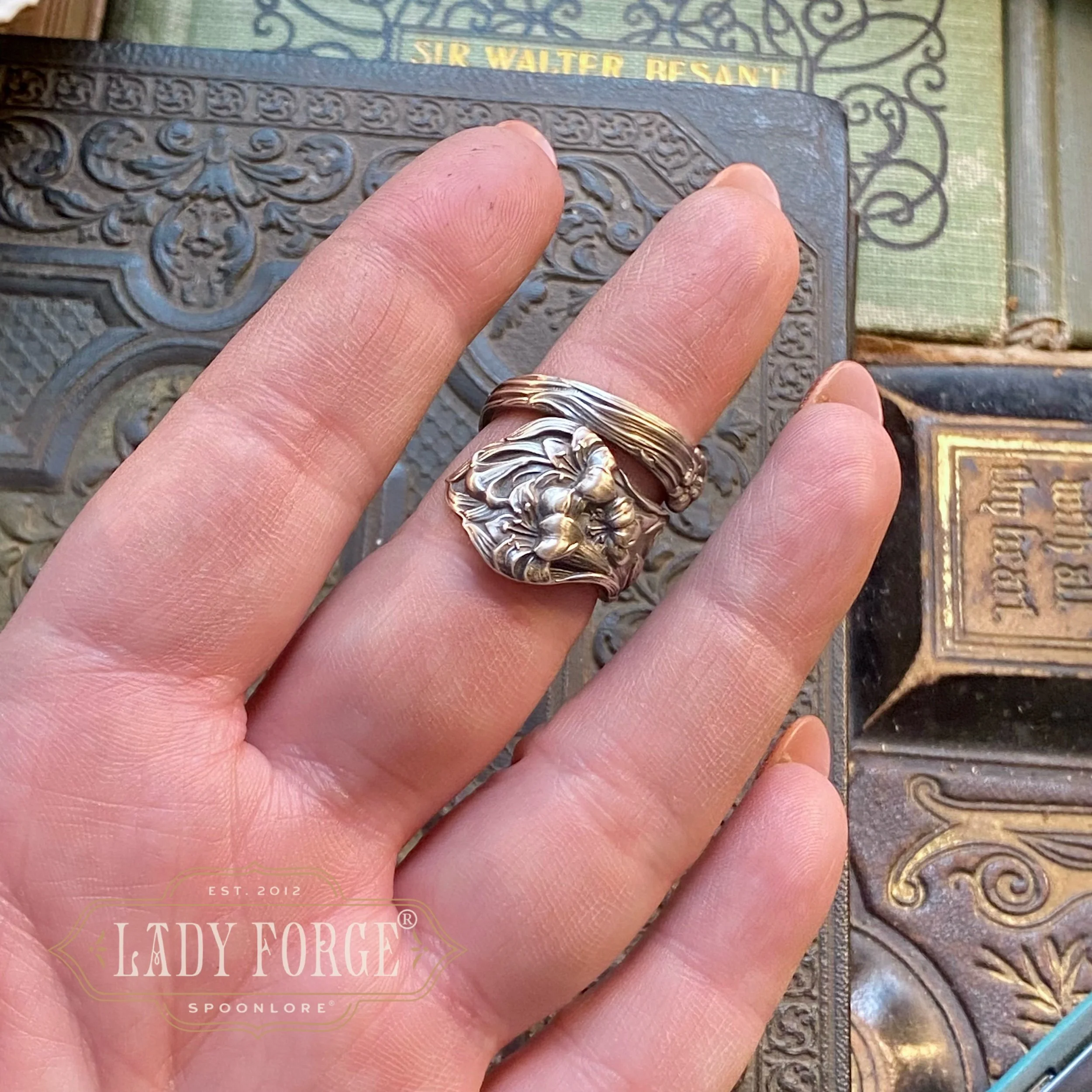 1903 Lily Sterling Spoon Ring - LadyForge Jewelry
