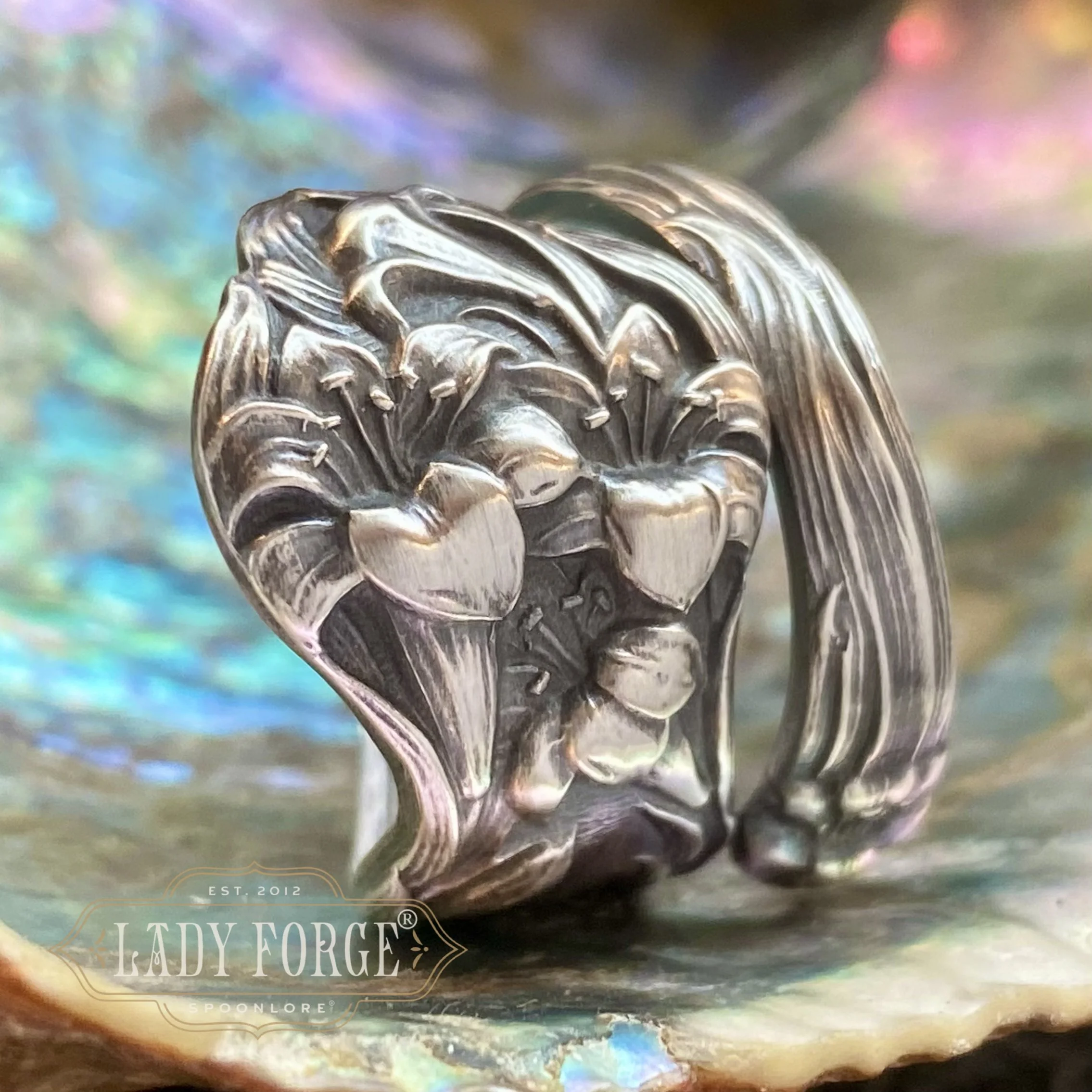1903 Lily Sterling Spoon Ring - LadyForge Jewelry