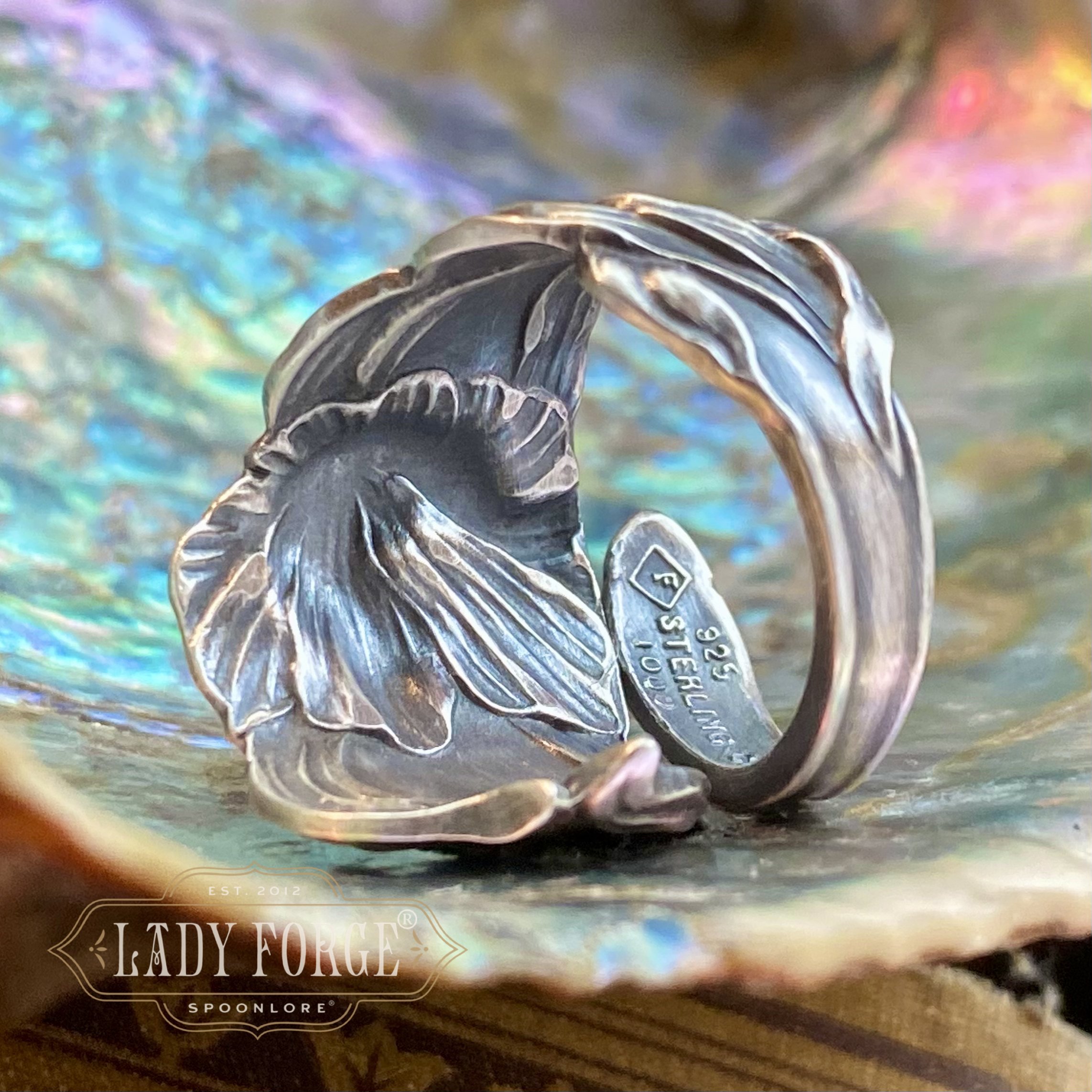 1910 Tulip Sterling Spoon Ring - LadyForge Jewelry