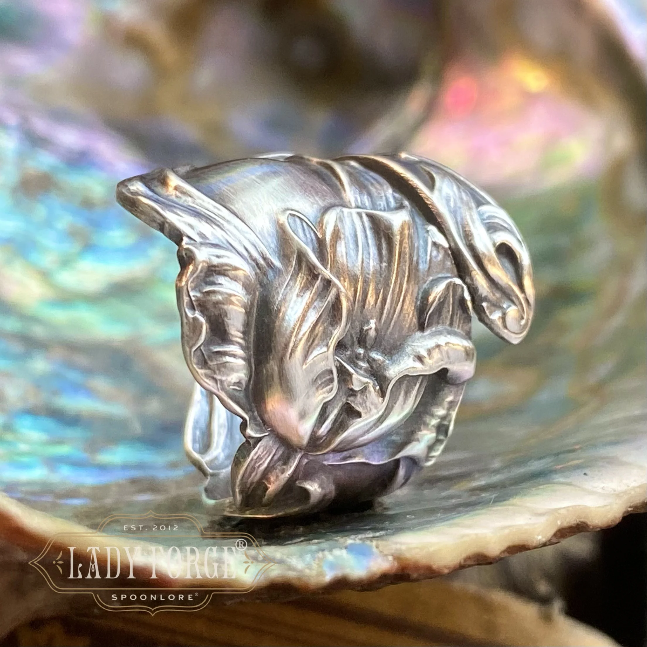 1910 Tulip Sterling Spoon Ring - LadyForge Jewelry