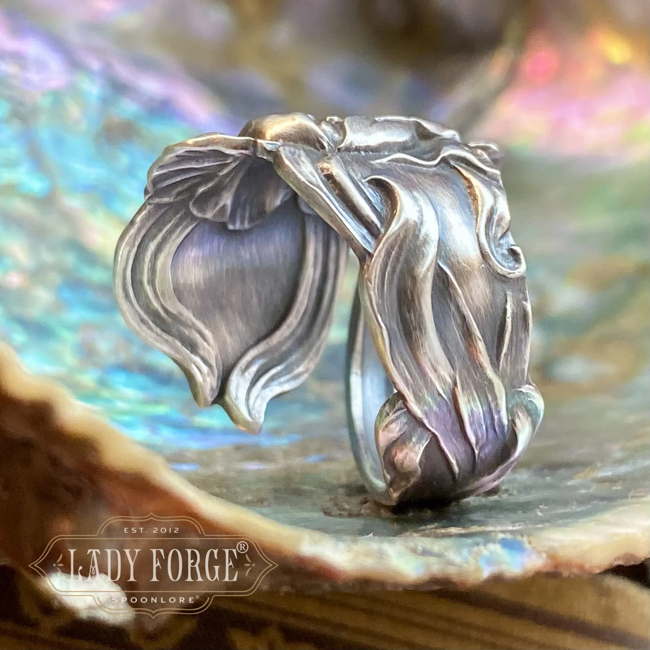 1910 Tulip Sterling Spoon Ring - LadyForge Jewelry