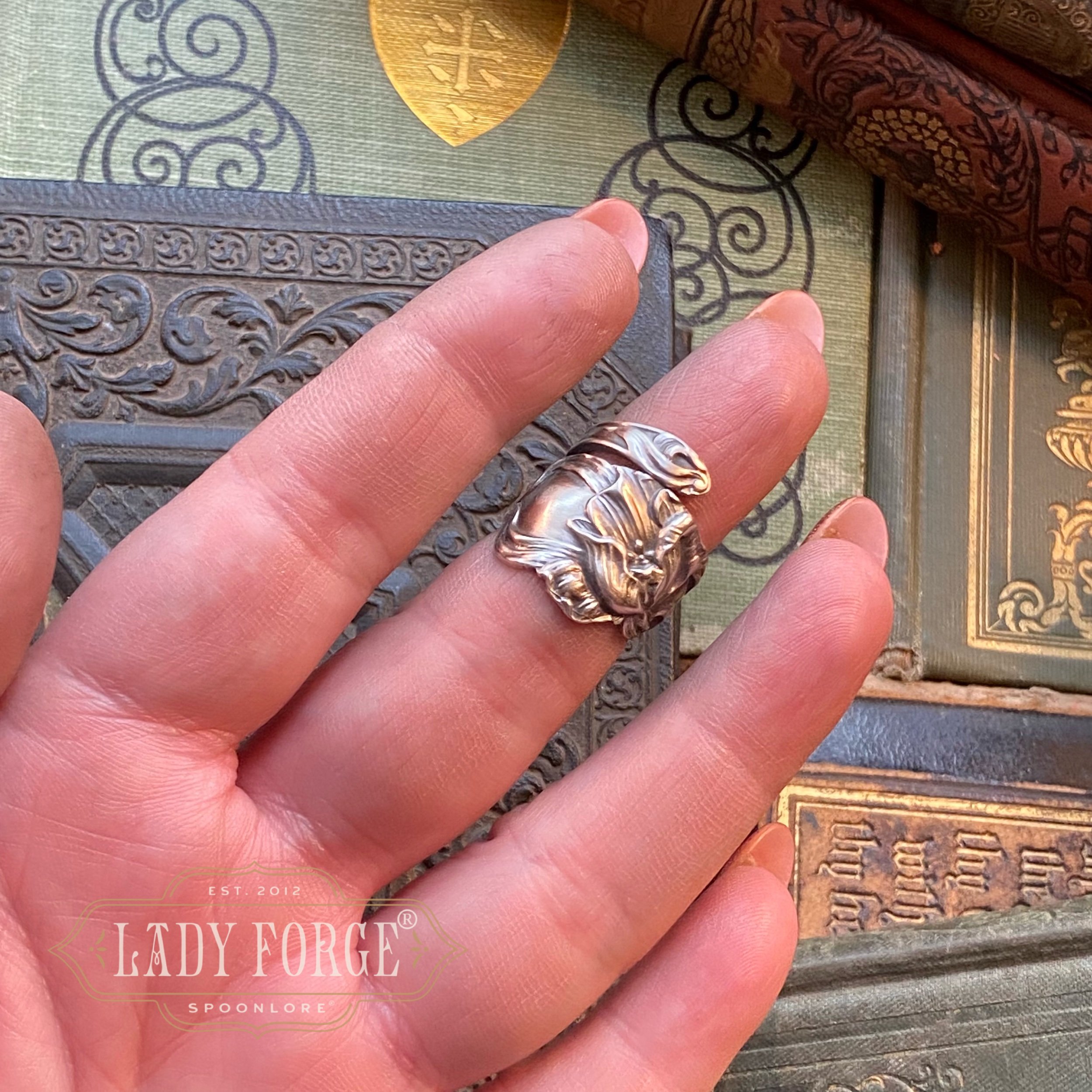 1910 Tulip Sterling Spoon Ring - LadyForge Jewelry
