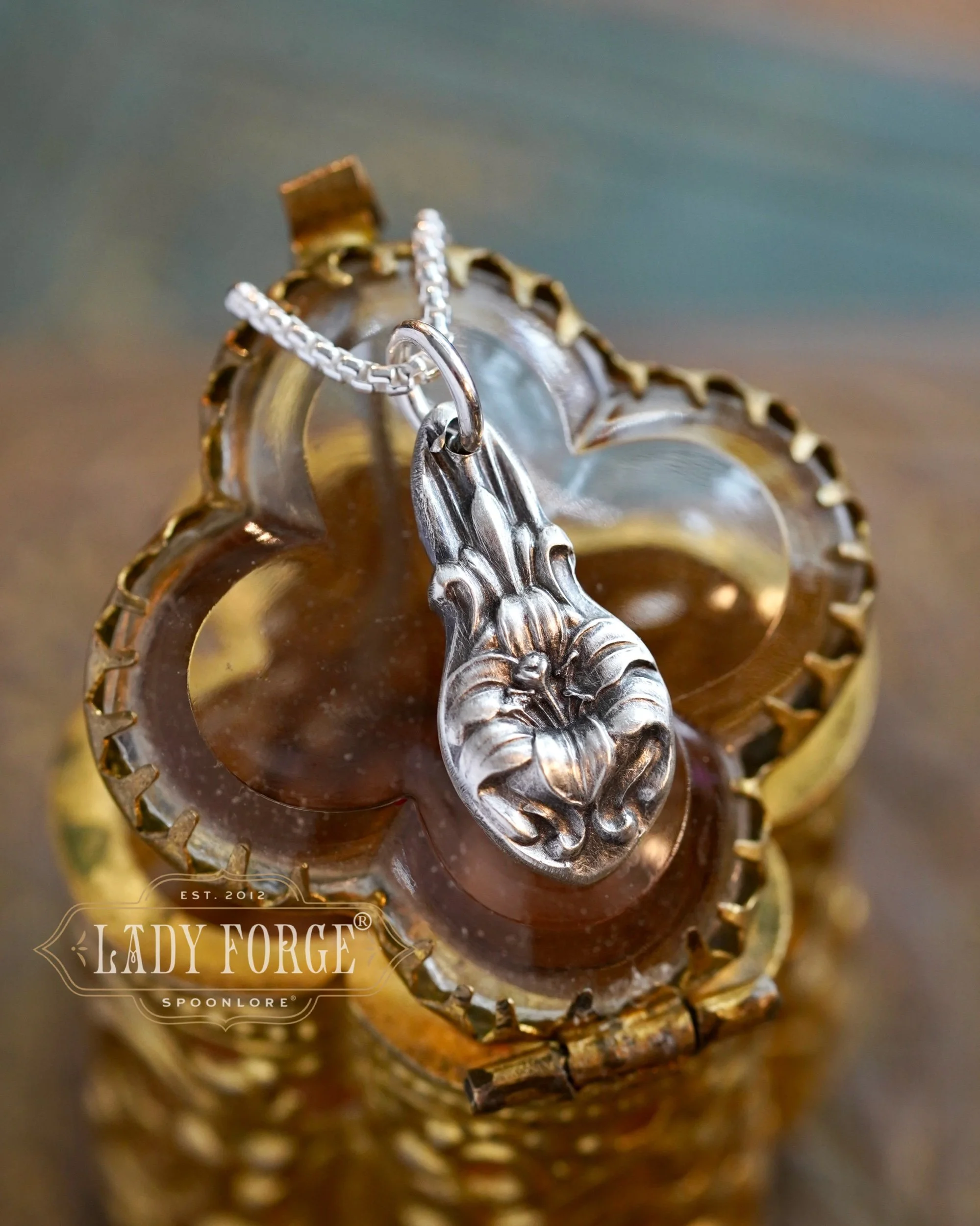 Sterling Spoon Necklace - 1902 Lily - Dainty Drop