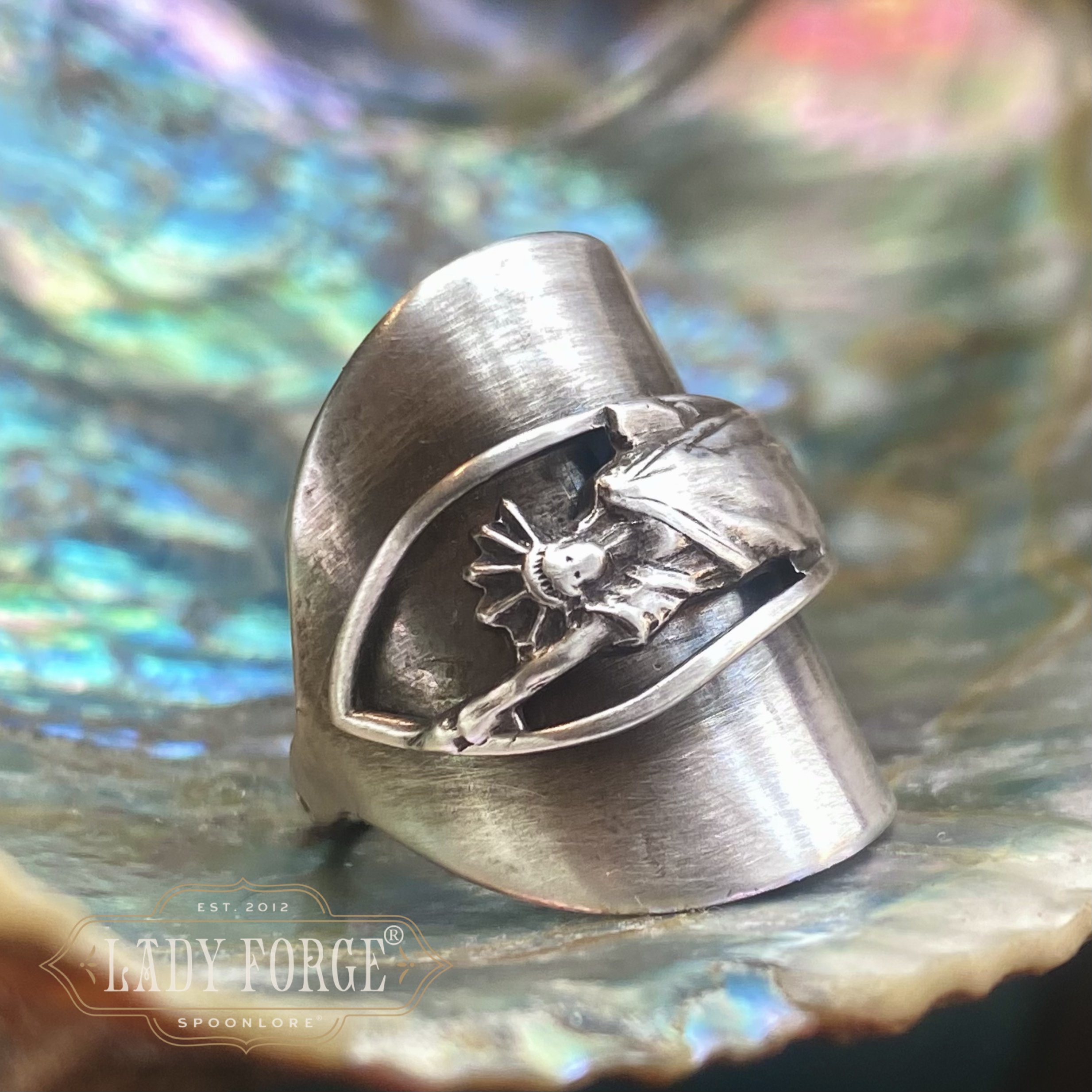 Dainty Lady Liberty Sterling Wrap Ring -Size 5.5 only - LadyForge Jewelry