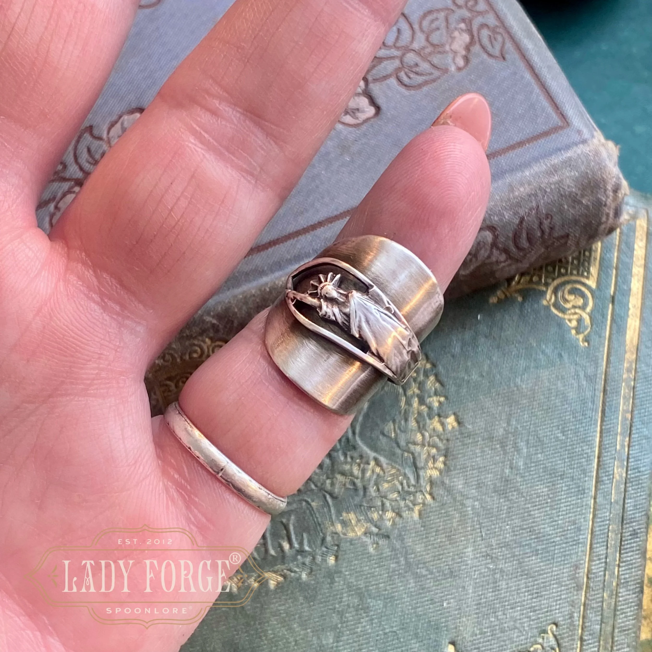 Dainty Lady Liberty Sterling Wrap Ring -Size 5.5 only - LadyForge Jewelry