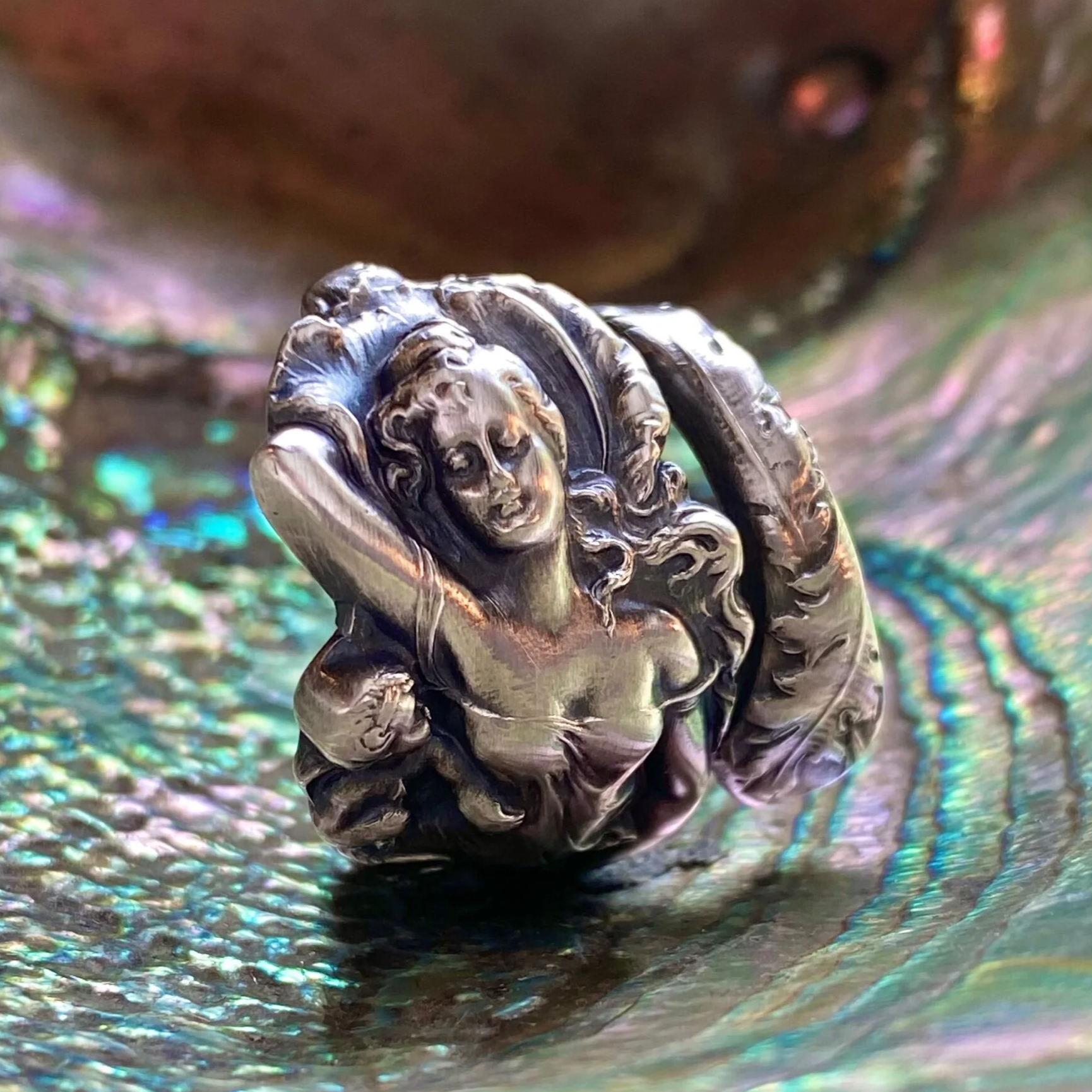 Sterling Spoon Ring - 1899 Love Disarmed - Larger Version