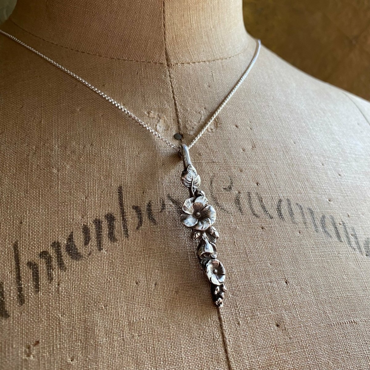 Harlequin Hollyhock Sterling Spoon Necklace - LadyForge Jewelry
