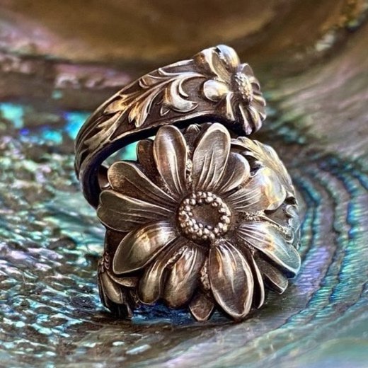 Spoon ring in sterling silver - a Photo of a Floral Sterling Spoon Ring by Lady Forge