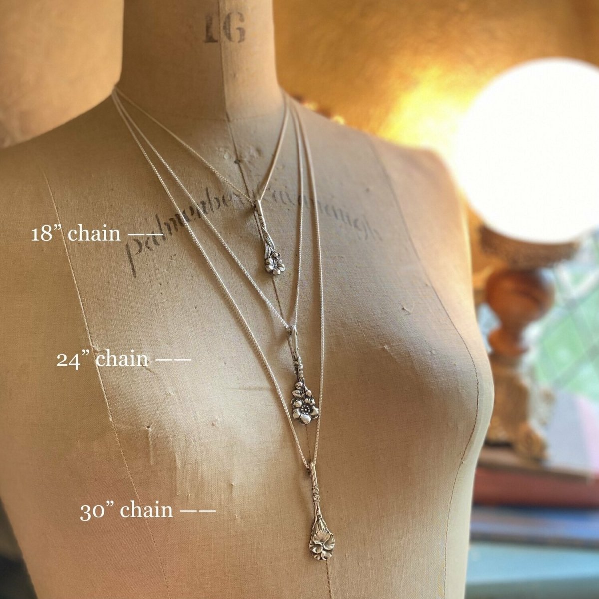 Harlequin Hollyhock Sterling Spoon Necklace - LadyForge Jewelry