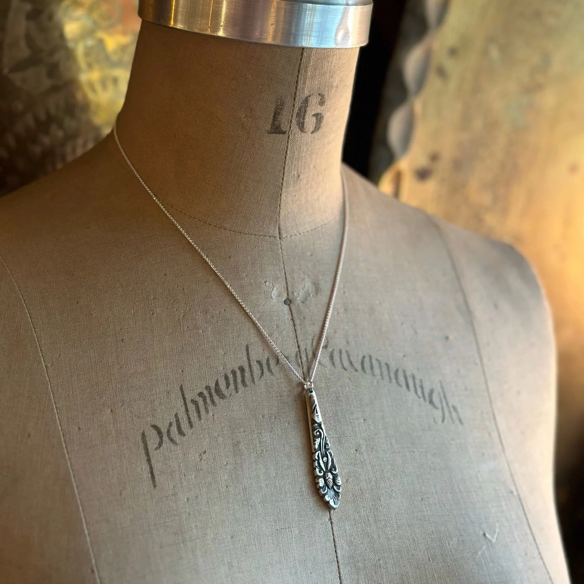 Silver Spoon Necklace - 1930s Yogya Indonesian Blossom - LadyForge Jewelry