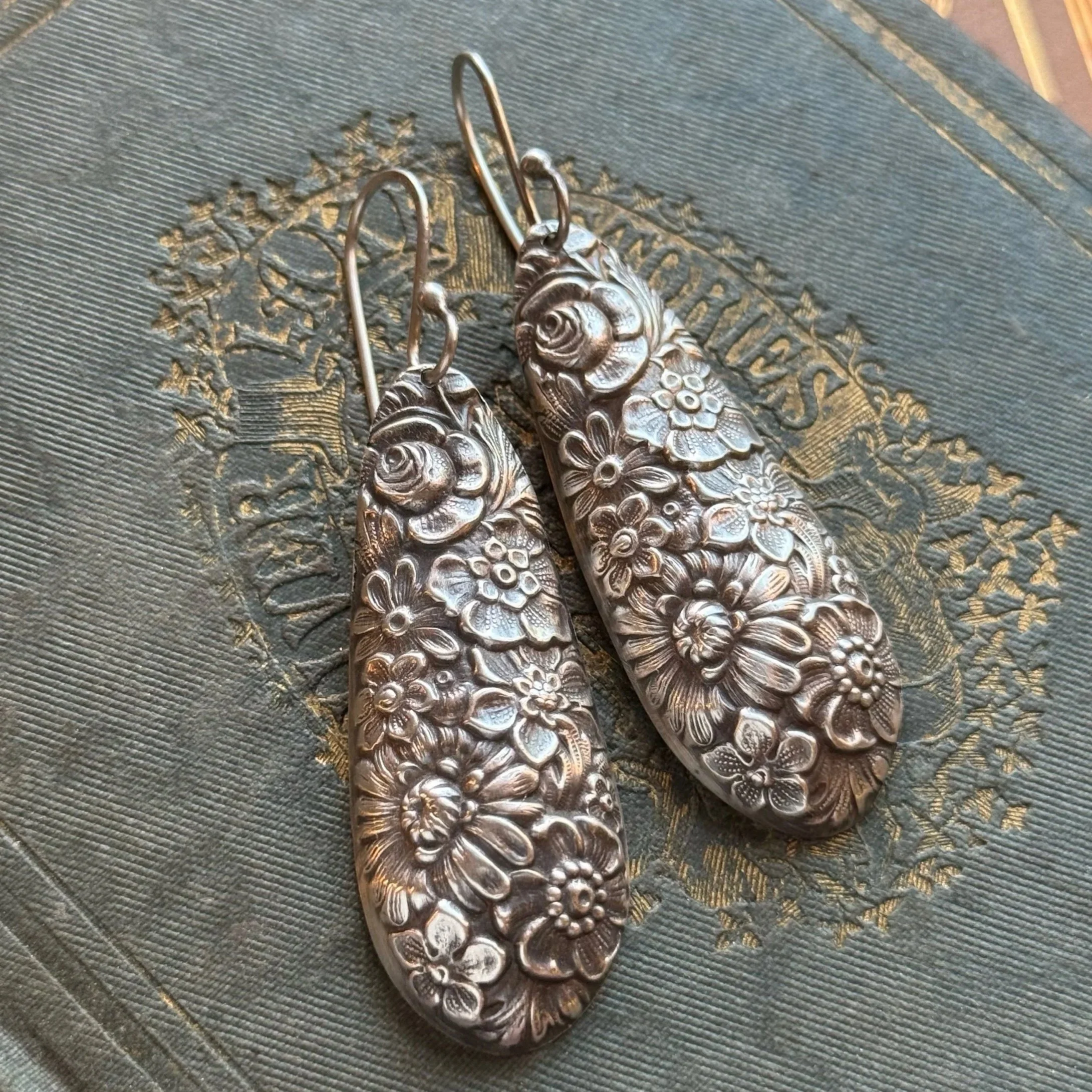 Sterling Hollow Butter Knife Earrings - 1932 Bridal Bouquet - Lightweight