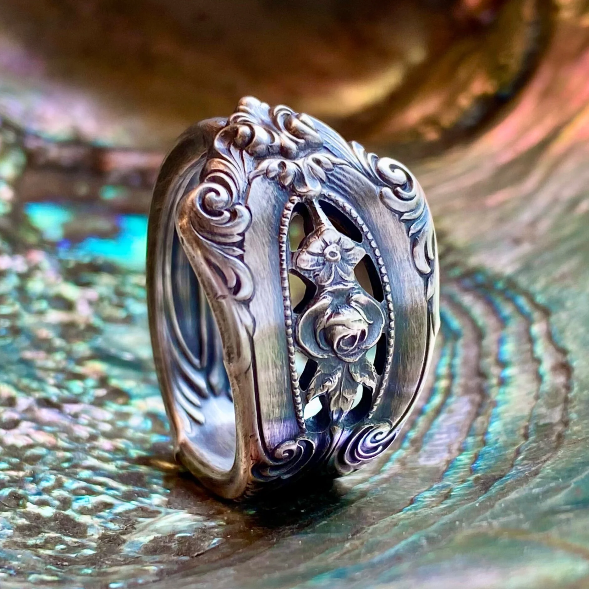 Sterling Spoon Ring - 1934 Rose Point