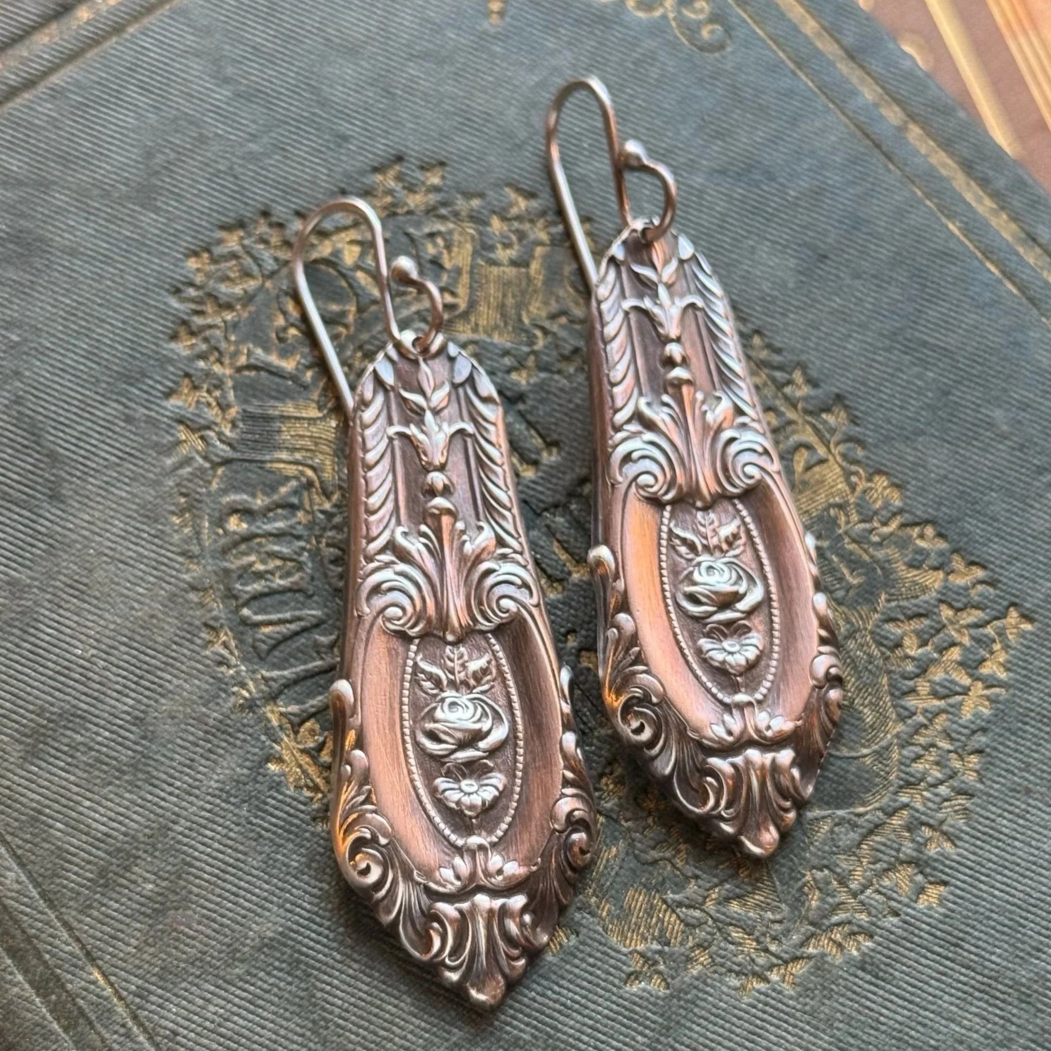 Sterling Spoon Earrings - 1934 Rose Point - Lightweight