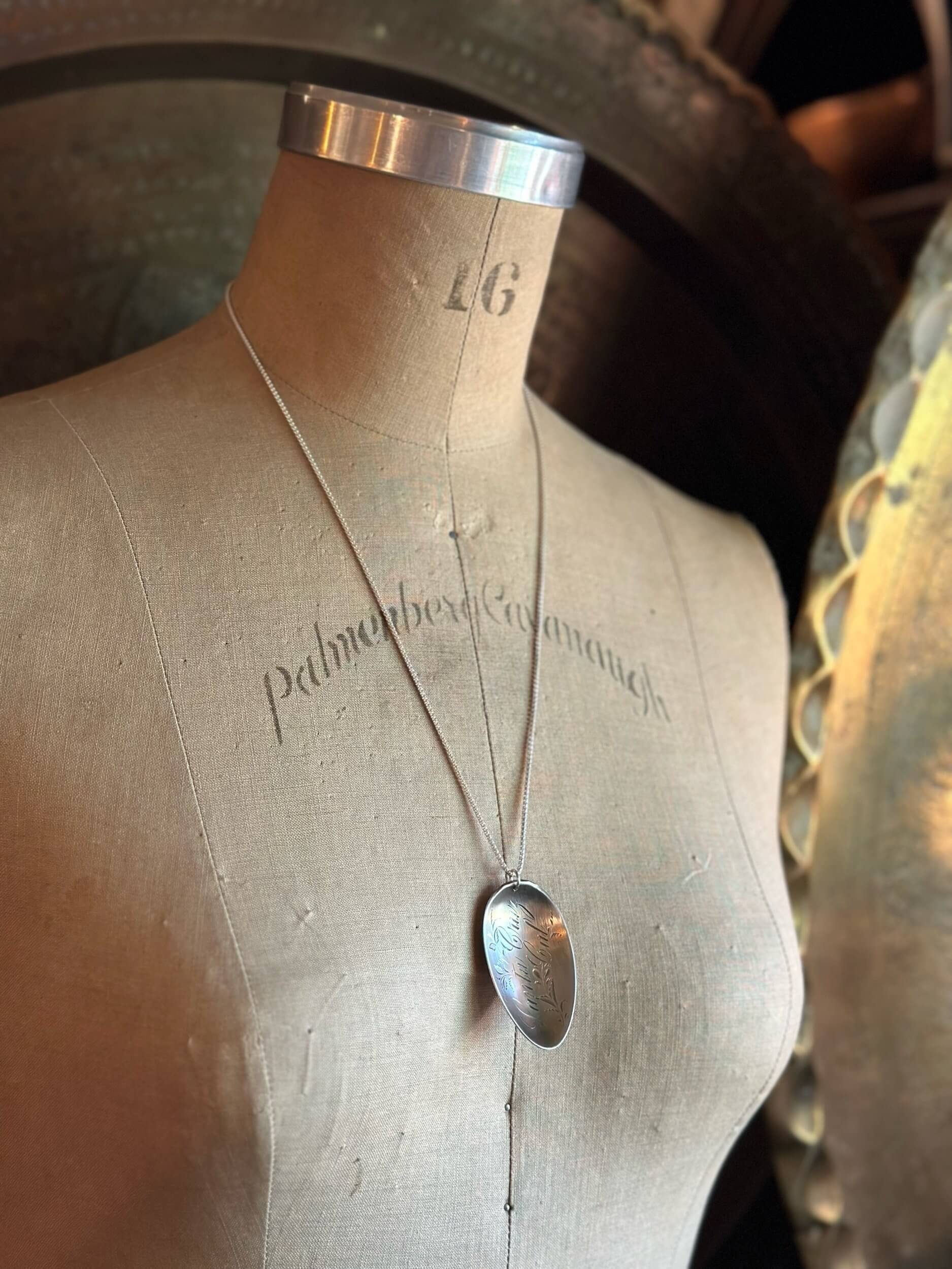 1895 Santa Cruz California Sterling Spoon Necklace - LadyForge Jewelry