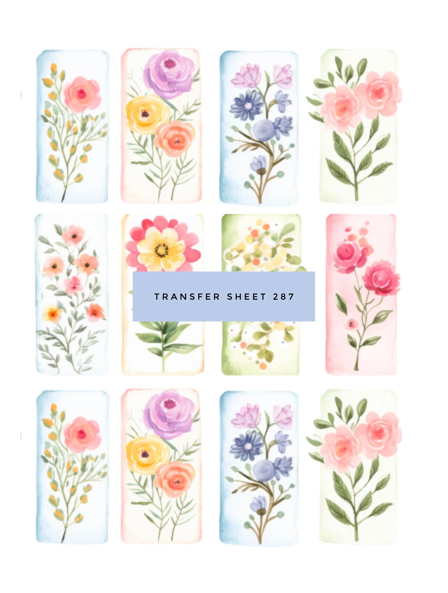 Transfer Sheet 387 (Floral Rectangles)