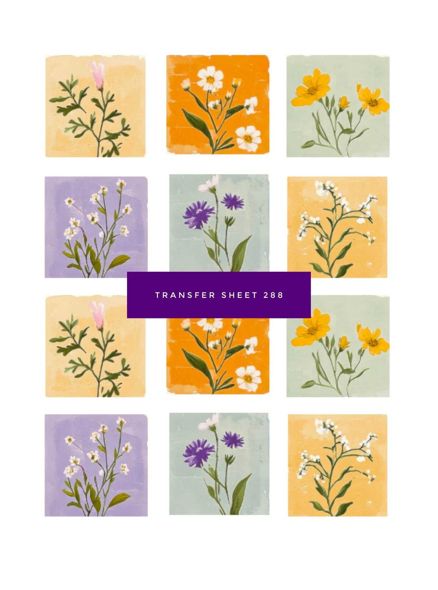 Transfer Sheet 388 (Floral Squares)