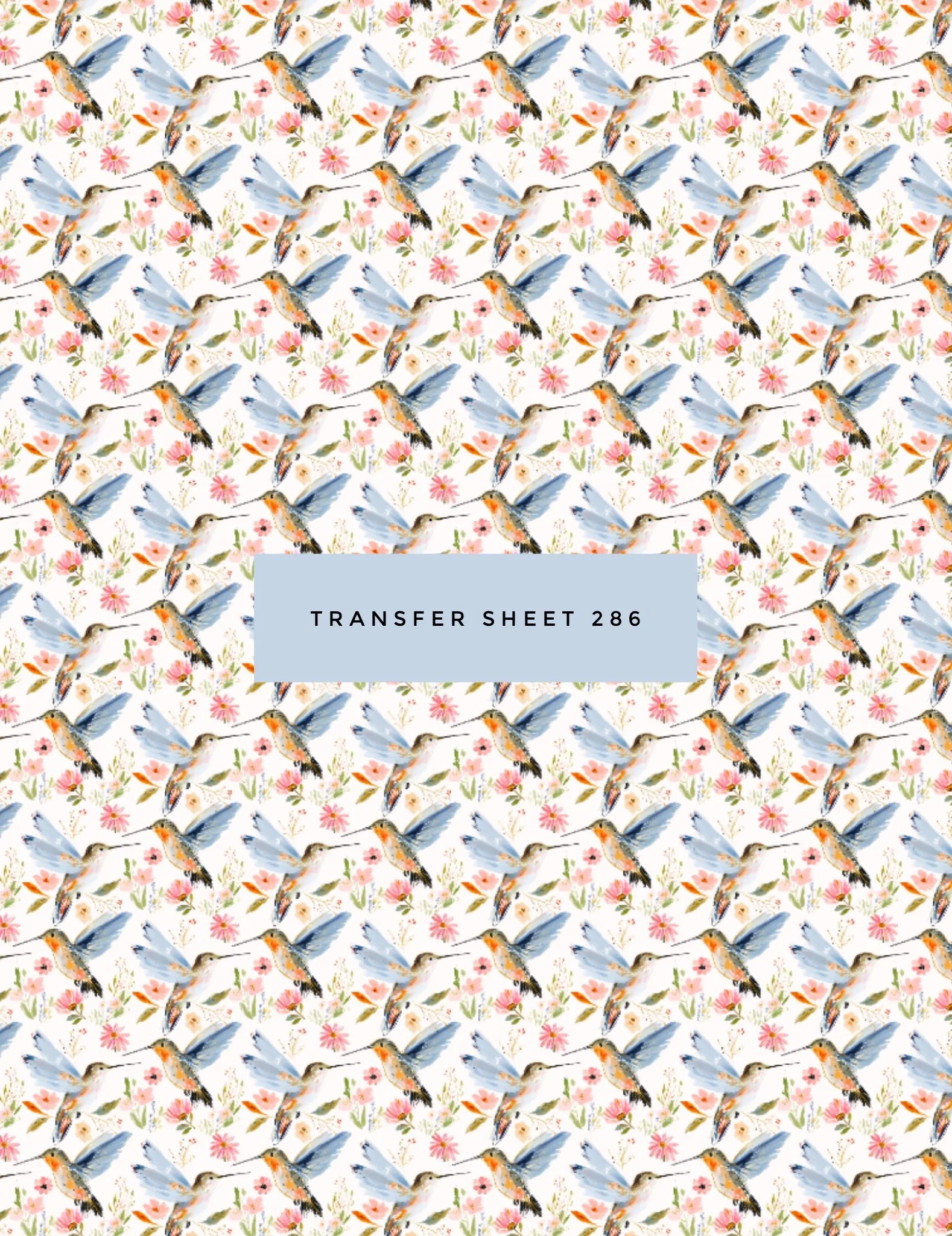 Transfer Sheet 386 (Repeating Hummingbirds)