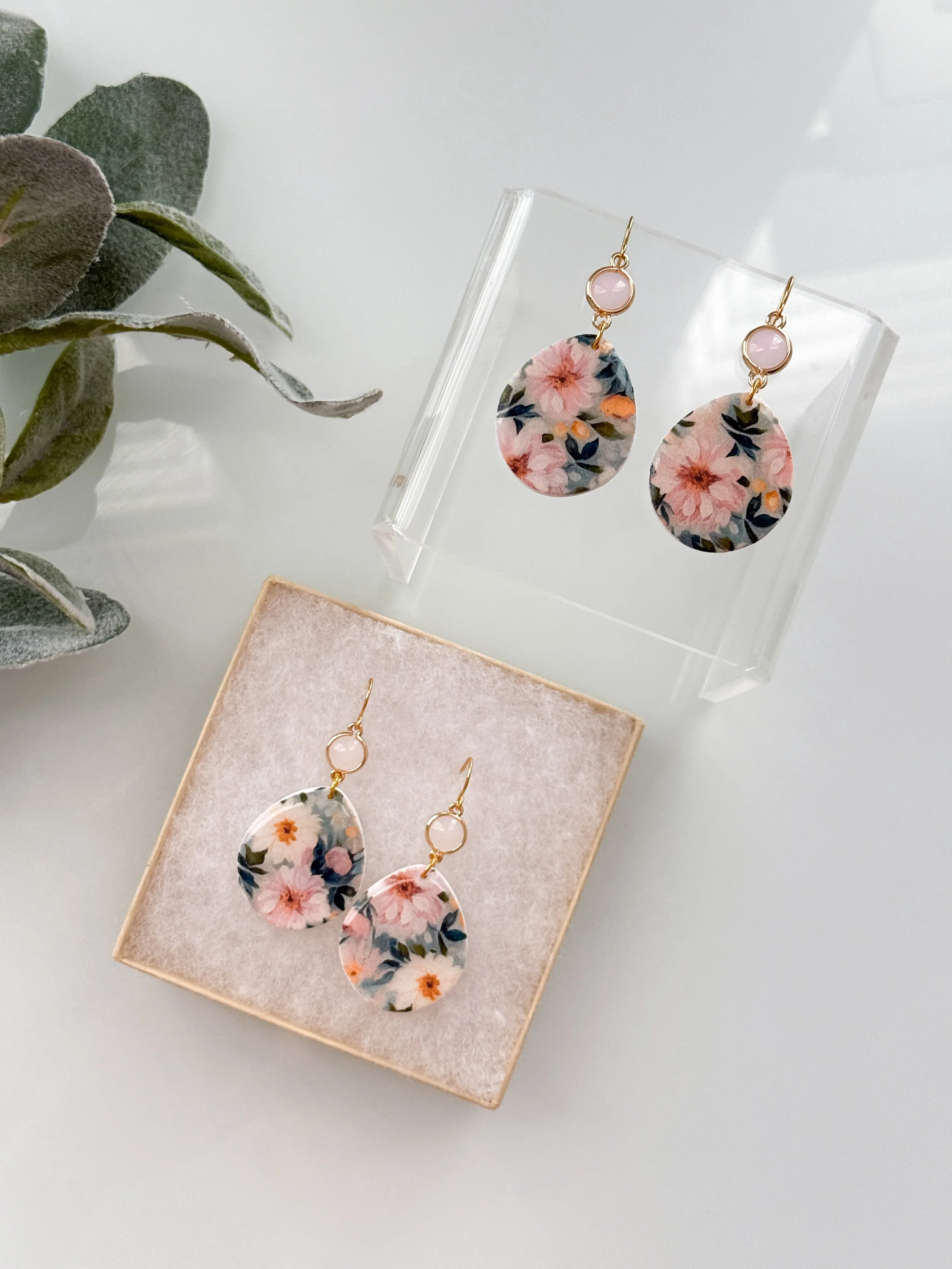 Floral Transfer Teardrops (White Top)