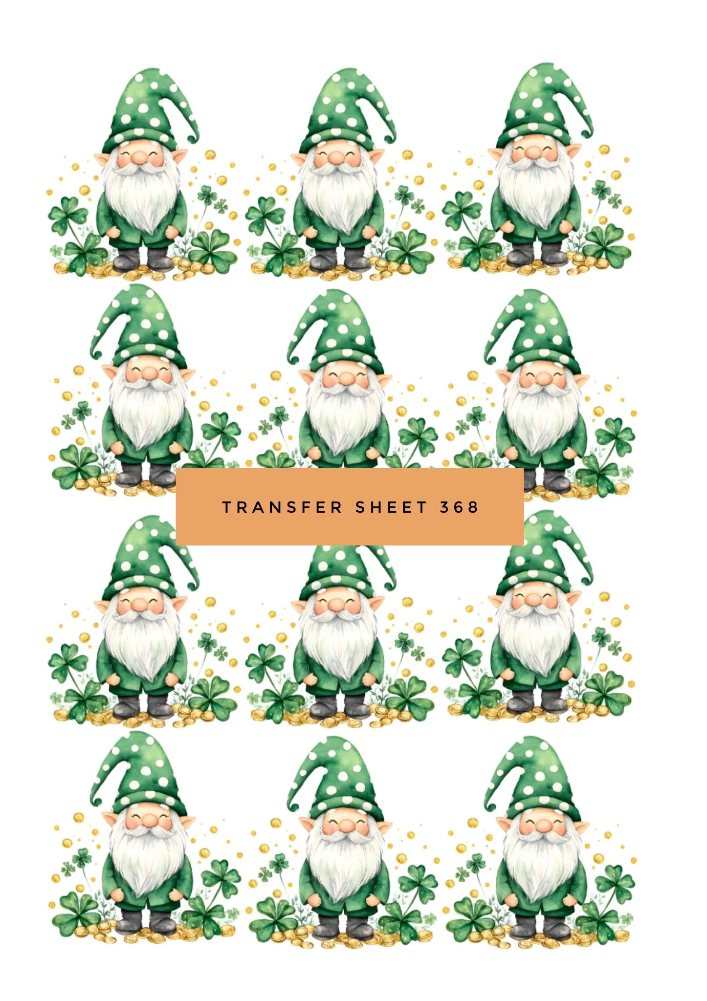 Transfer Sheet 368 (St Patrick's Gnomes)