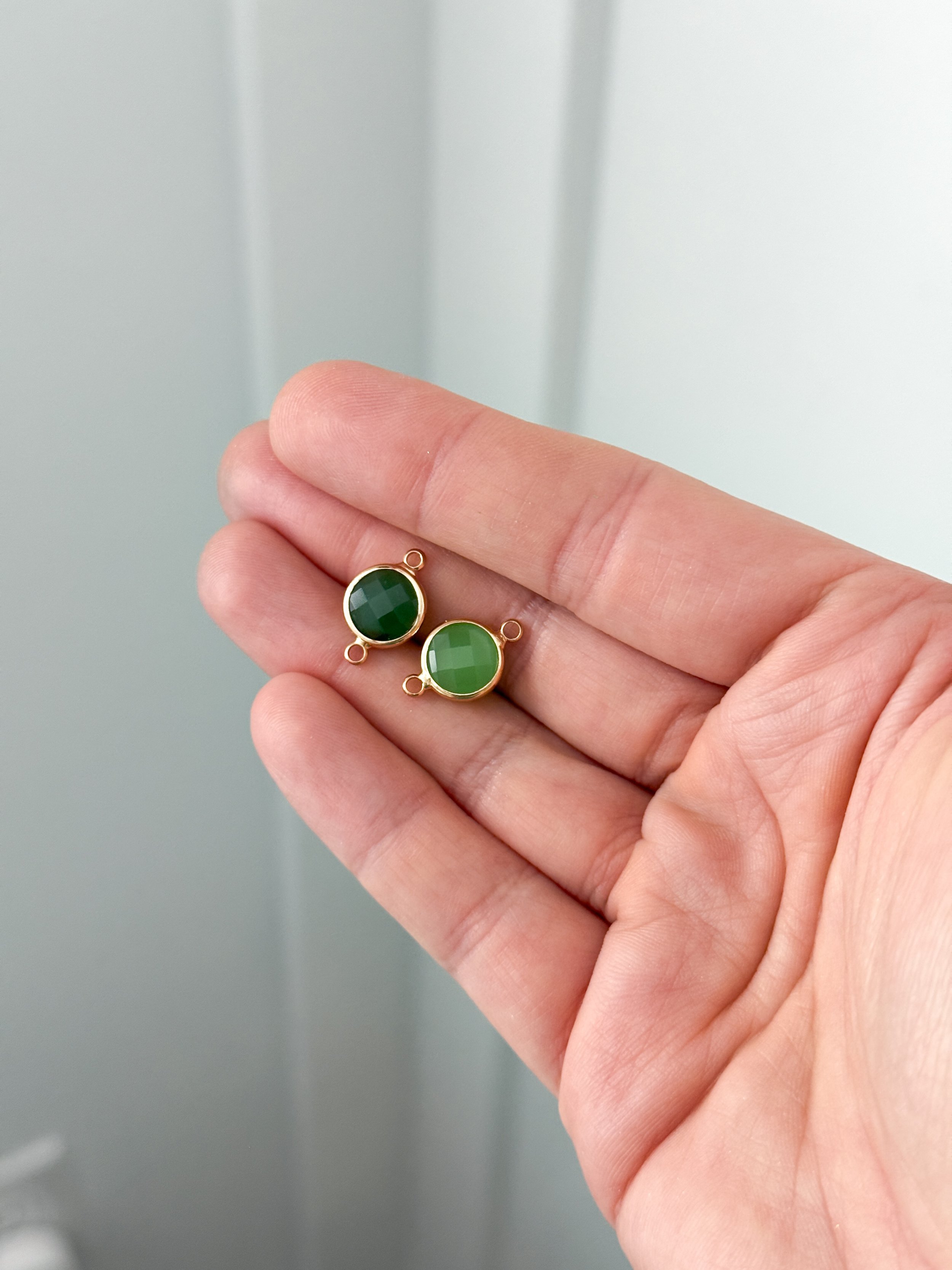 Glass Green Circle Connectors (2 PCS)