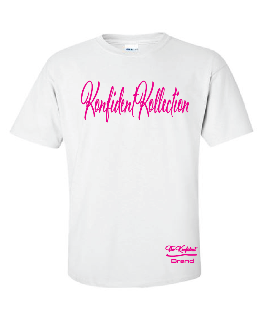 Signature T- Shirt  ( White/Hot Pink)