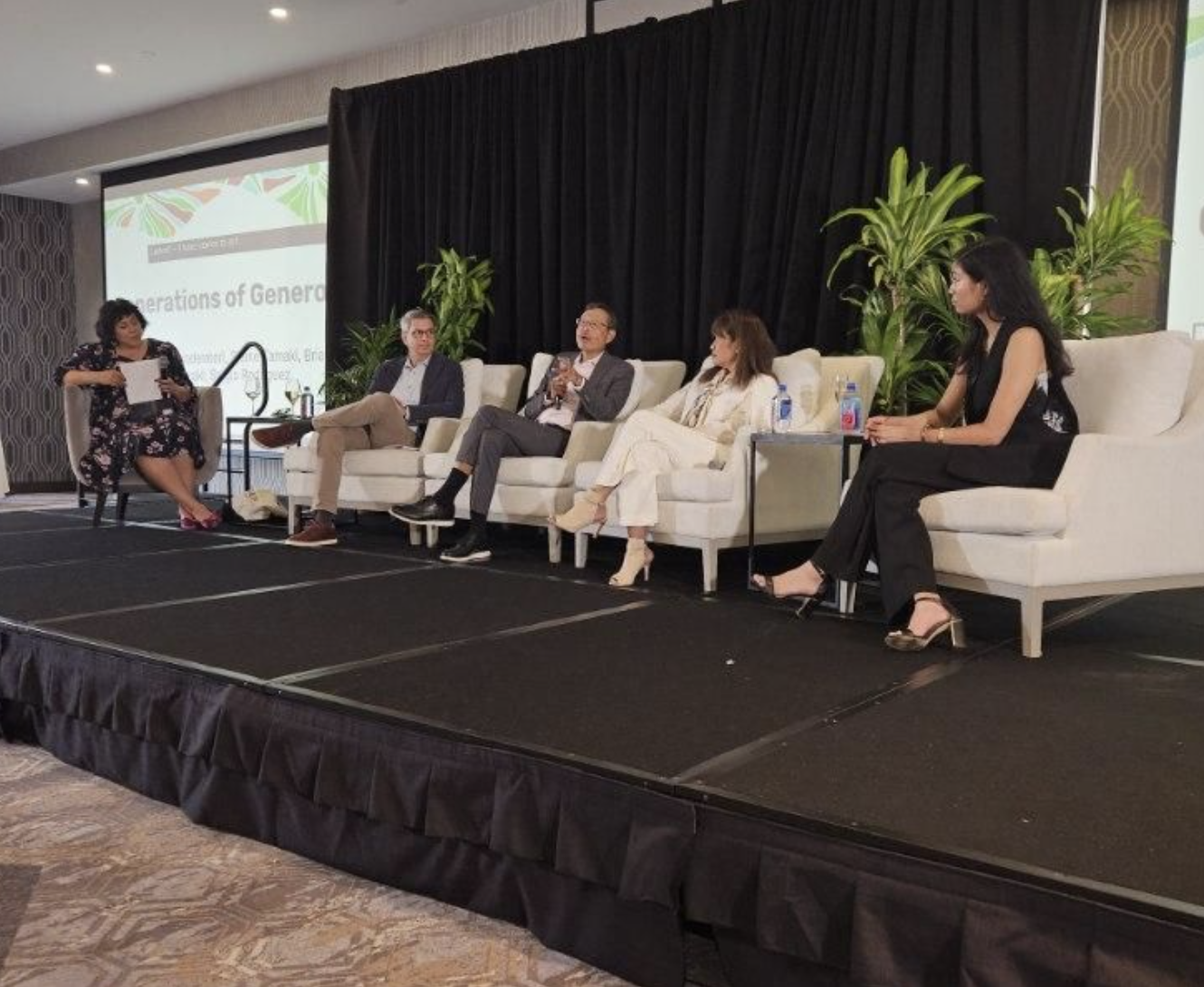 Blaine, Preciosa, and Briana Tamaki on a panel at the Donors of Color Network Connect + Reflect retreat