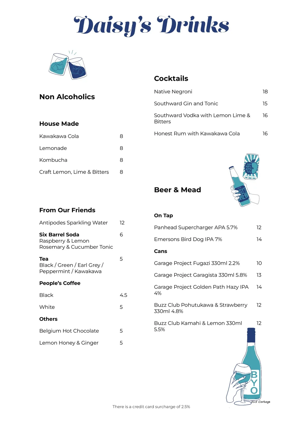 Sample Menus — Daisy's