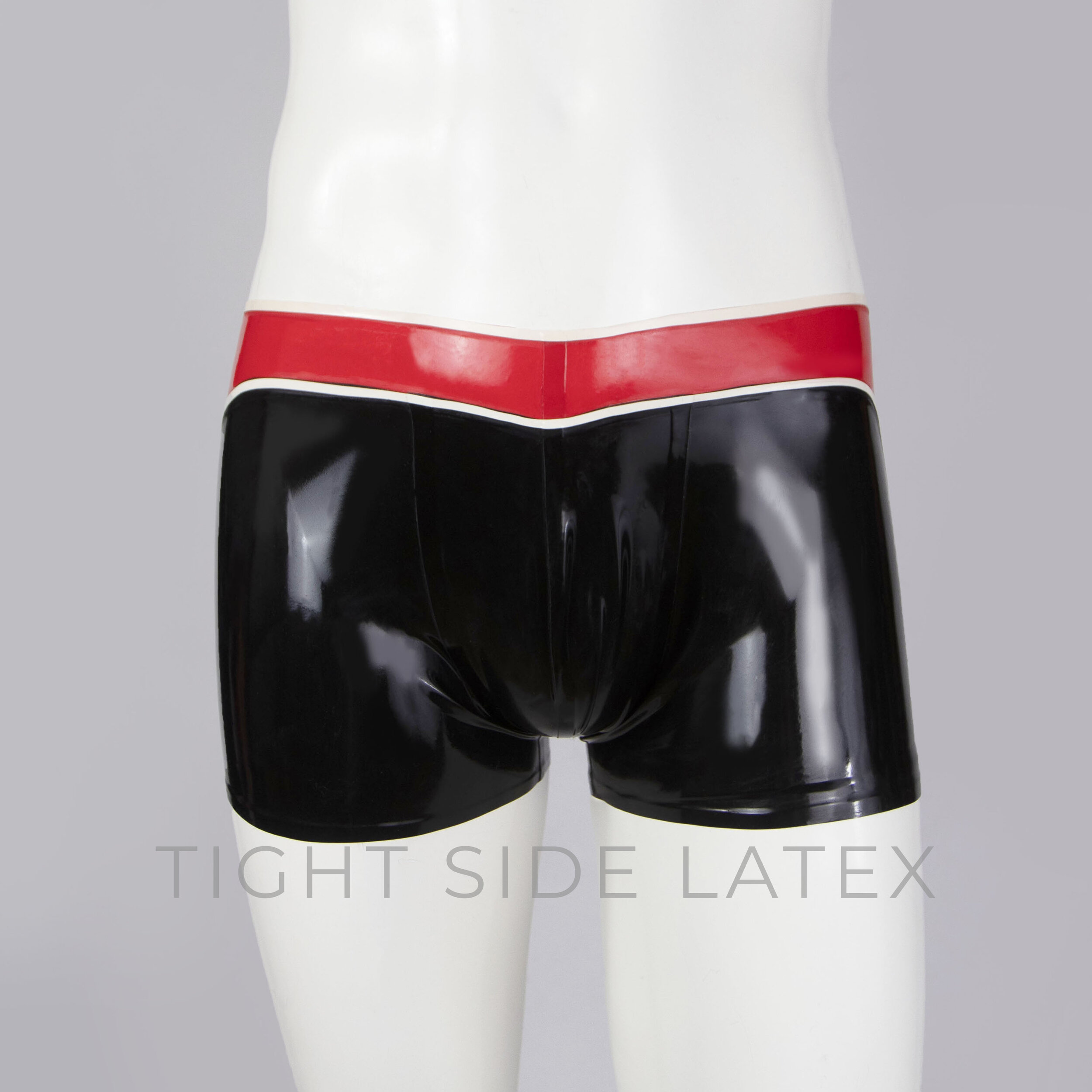 Latex Shorts With Red Trim - TIGHT SIDE LATEX