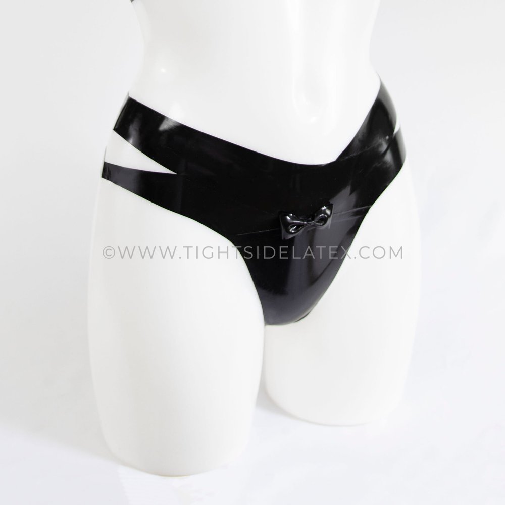 Latex Briefs With Cross Waistband And Bow - Tight Side Latex
