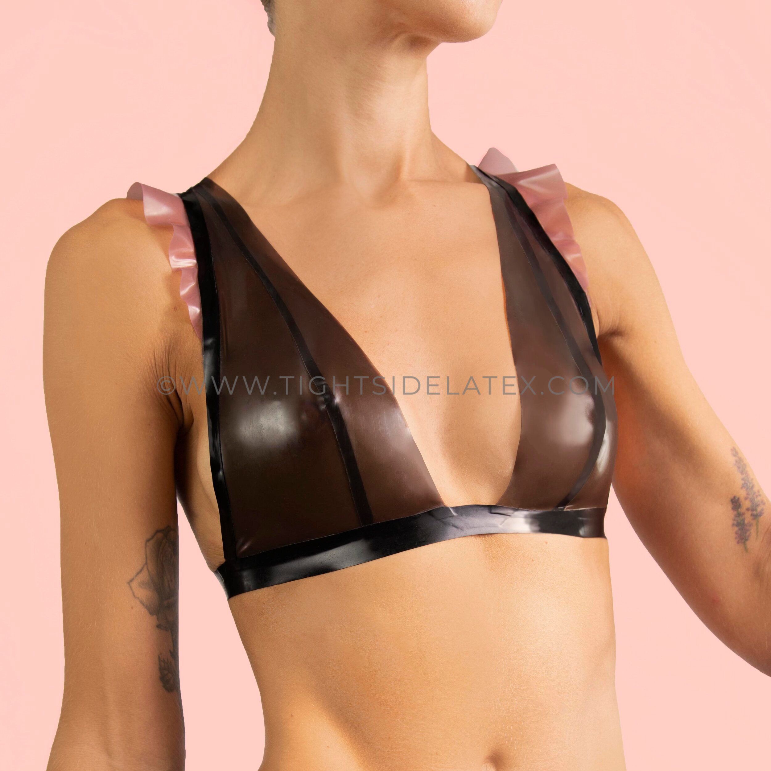 Latex Cupless Bra with Bow - Tight Side Latex