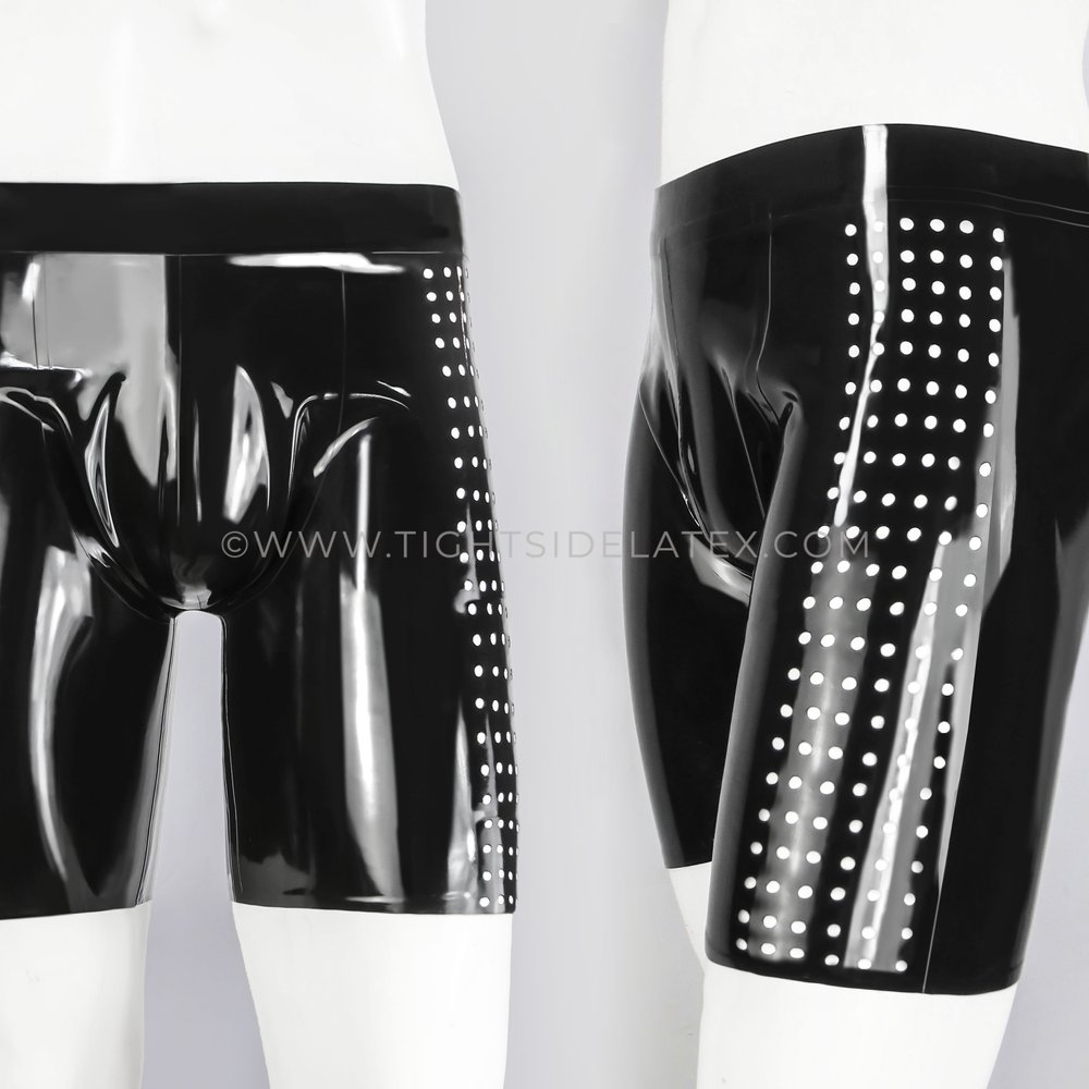 Latex Cycling Shorts With Crotch Zip - Tight Side Latex