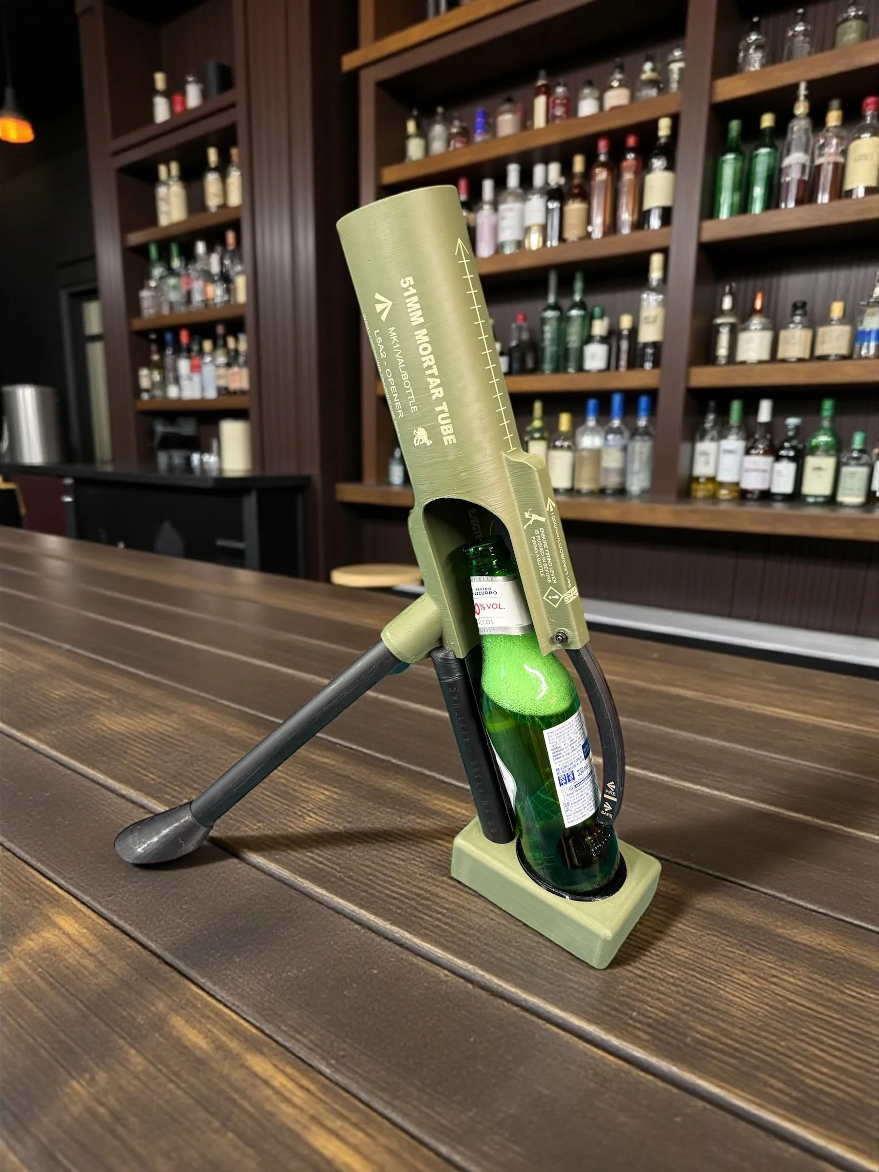 51mm Beer Bottle Mortar Bottle Opener – Novelty Cap-Launching Desk & Bar Accessory