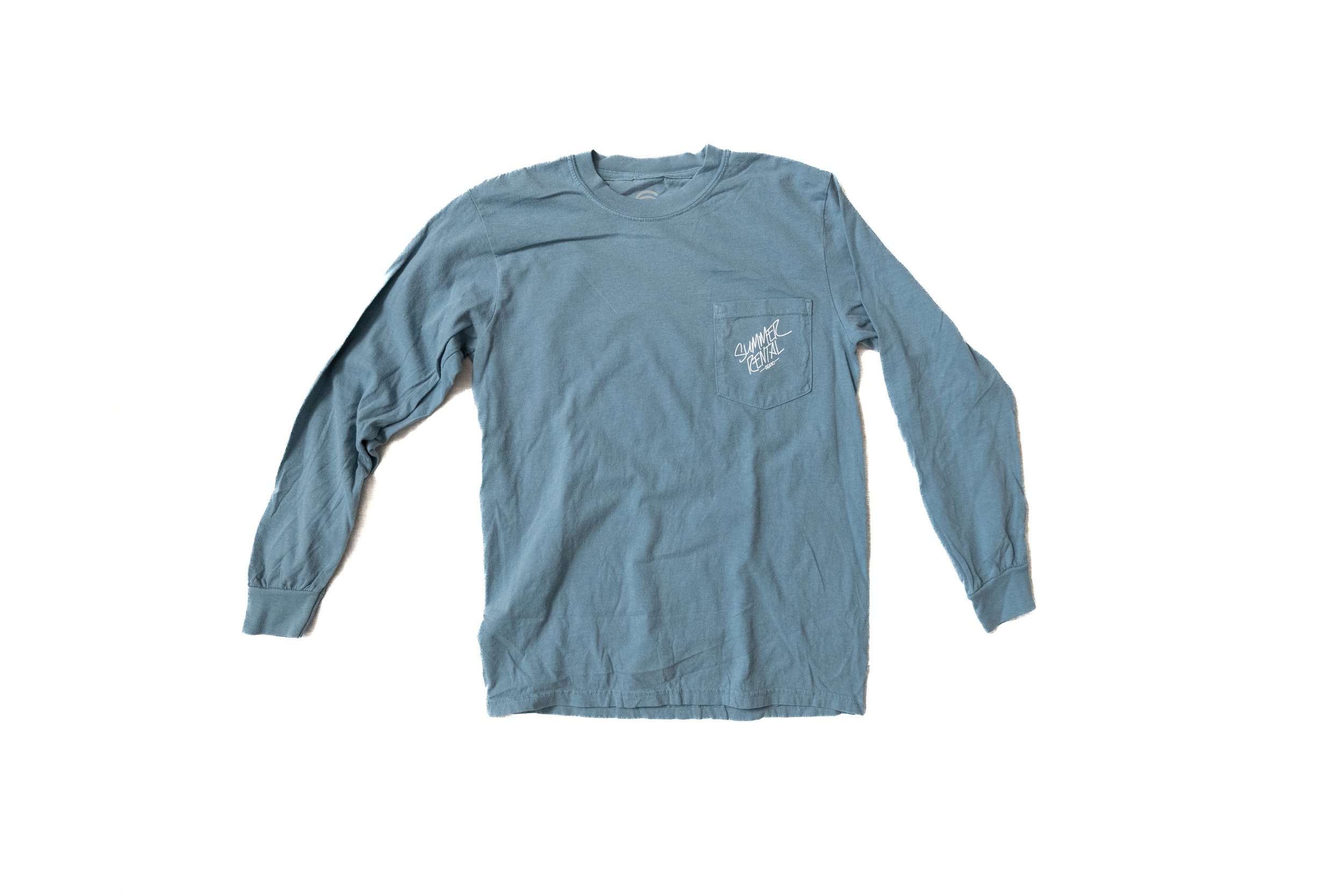 og logo long-sleeve pocket tee - ice blue