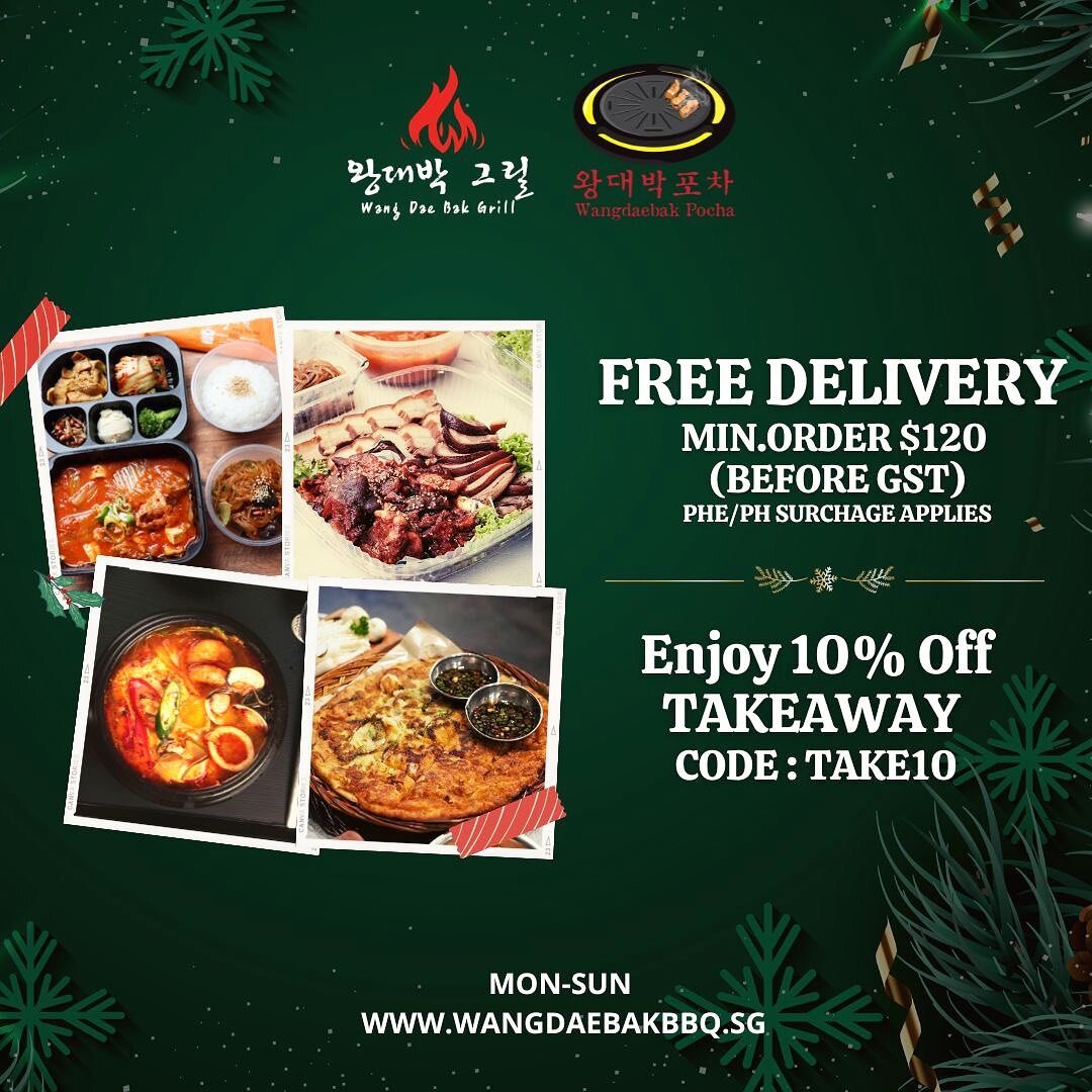 The festive 🎄 season is upon us and we&rsquo;re ready to spread holiday cheer 🎅🏻 🤶🏻 . 

Pre-order your takeaway/delivery for your upcoming gatherings now via #linkbio 

#wangdaebak #wangdaebakbbq #sgtakeaway #sgdelivery #foodinsing #koreanfood #