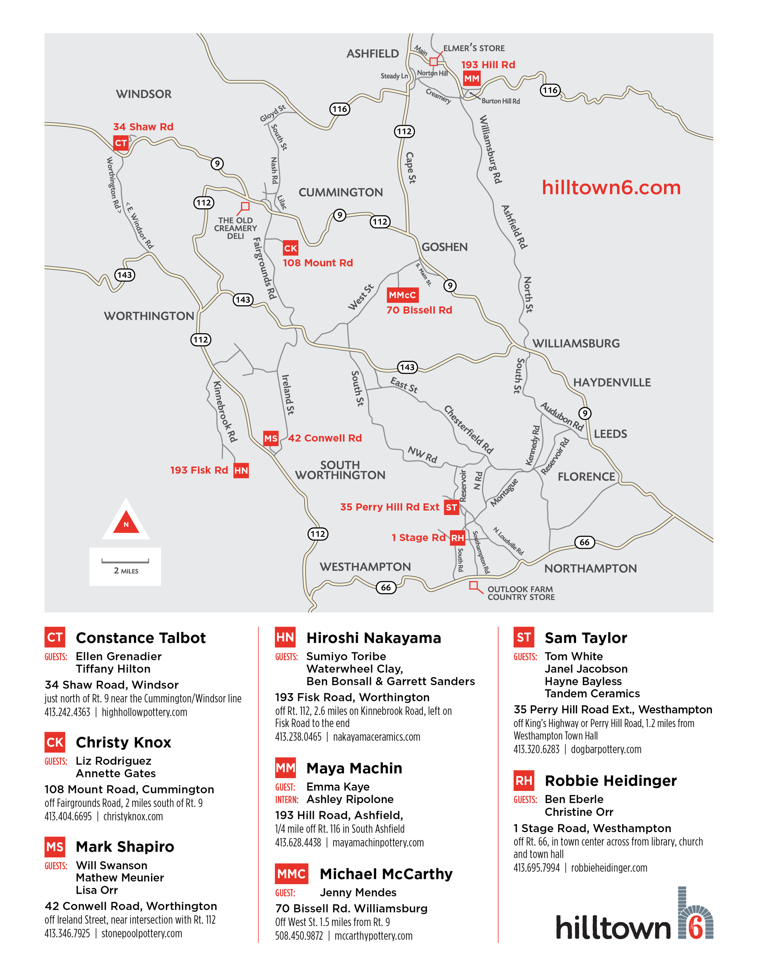 Hilltown 6 Pottery TourMap