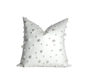 pearl white faux leather pillow