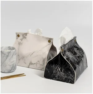 kempton marble leather tissue box