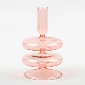 madiki pink glass candleholder
