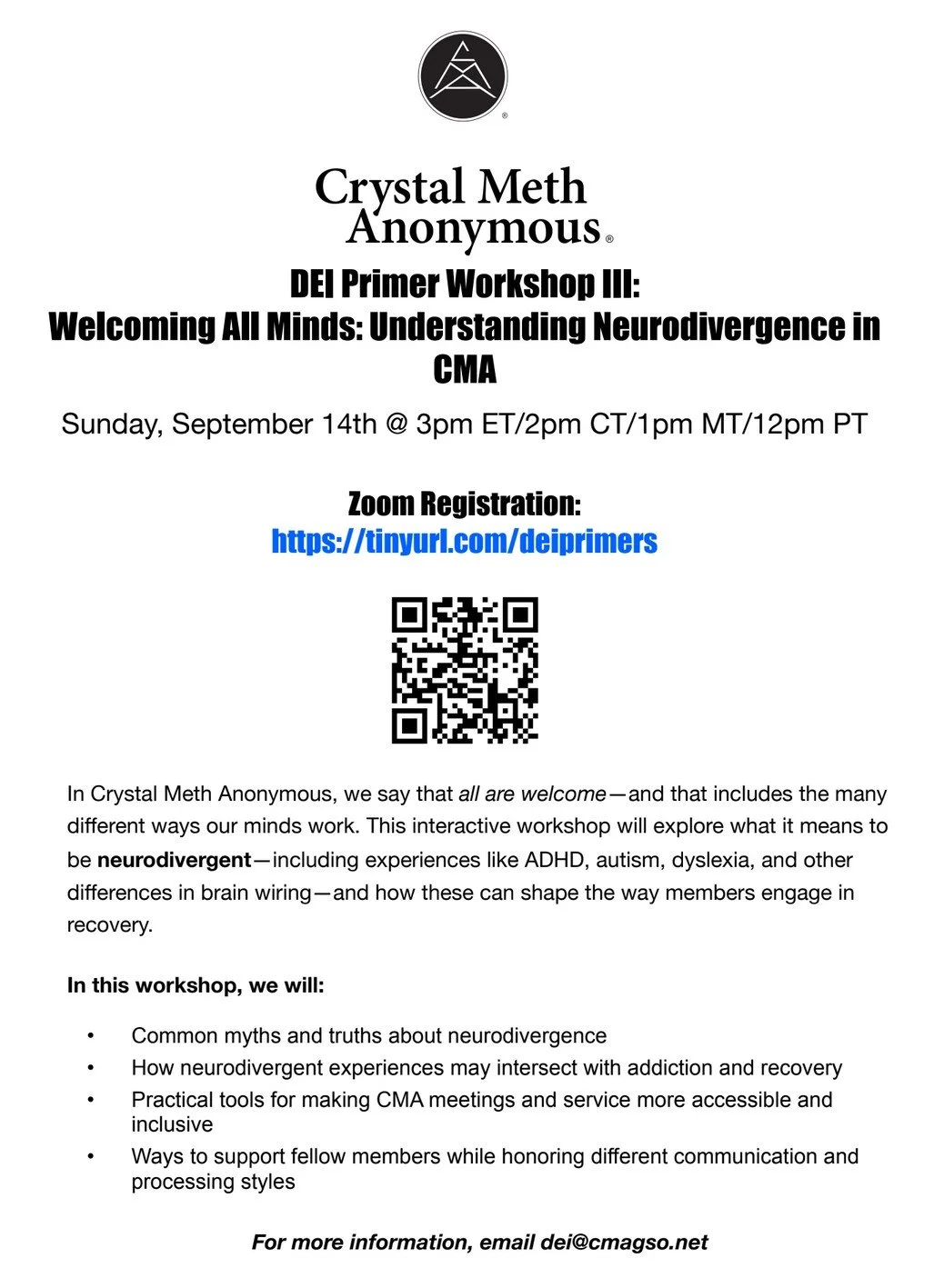 Workshop on Neurodivergence in CMA on Sept. 14