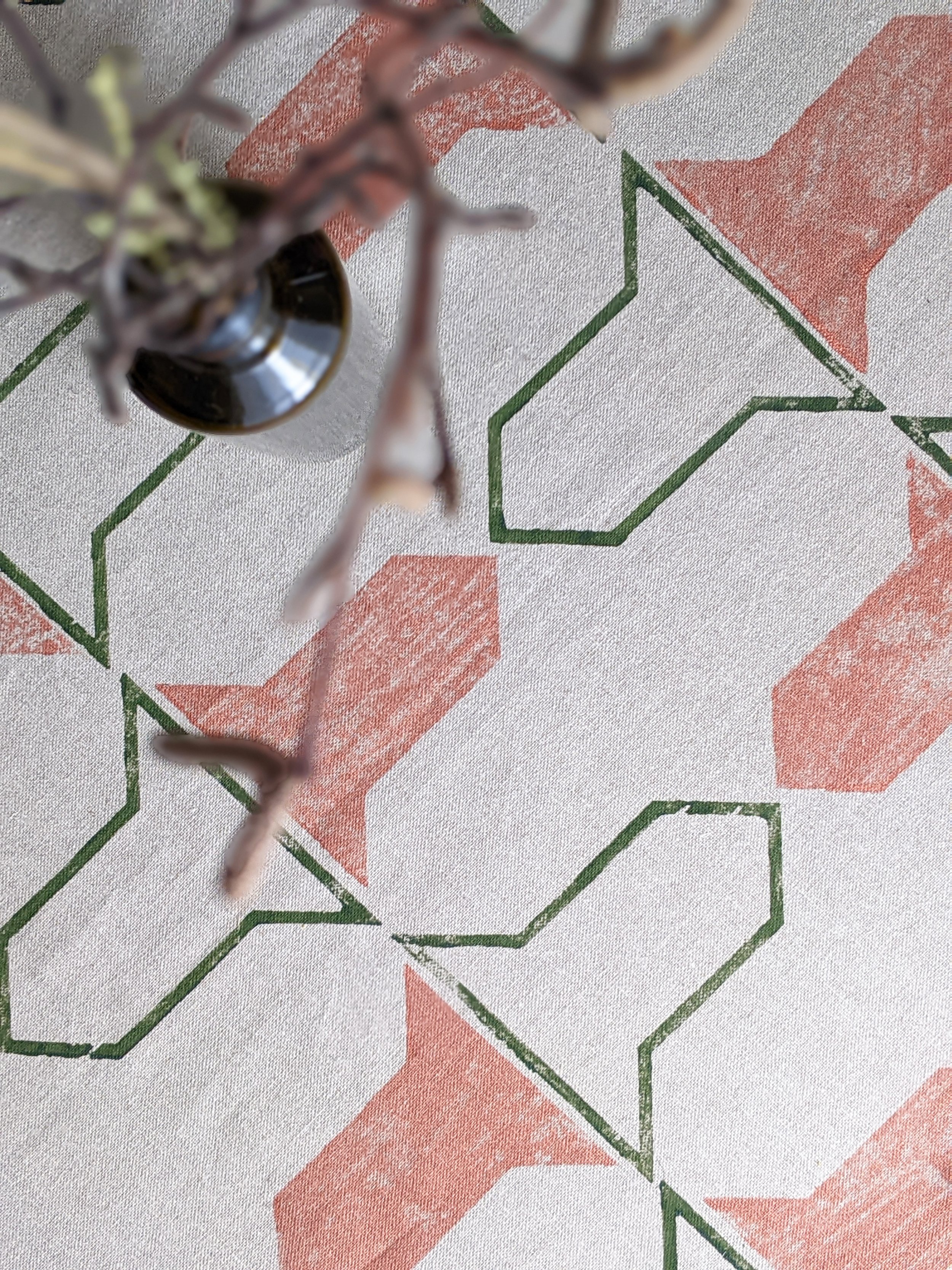 kitchen table cloth with rustic geometric print
