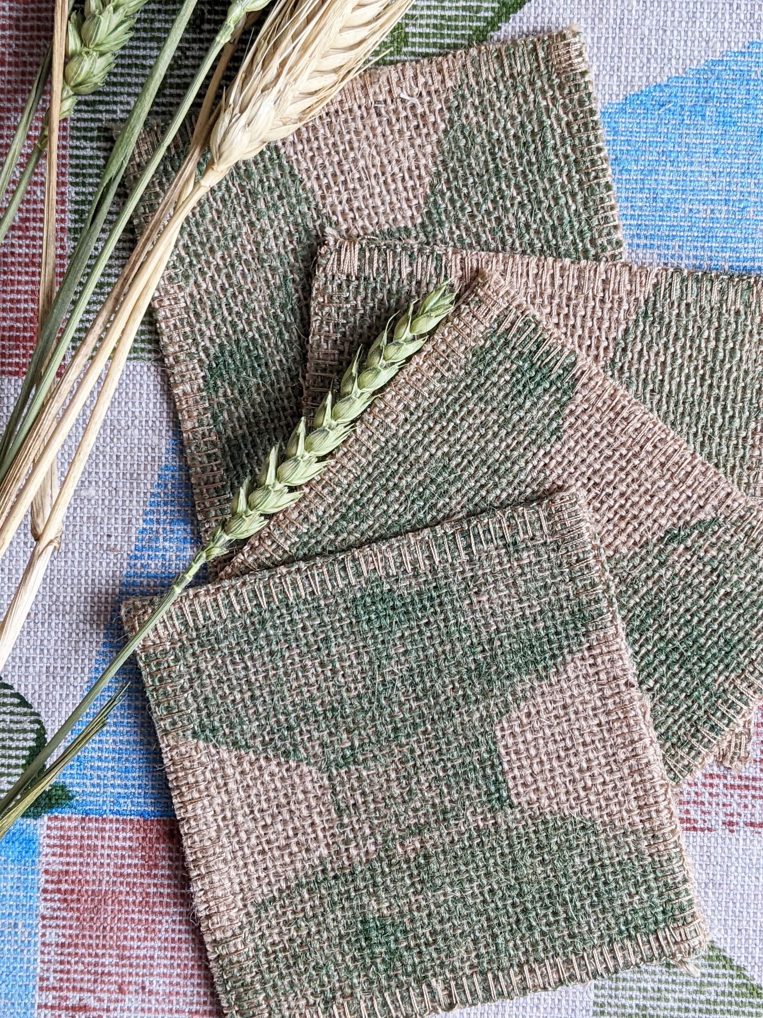 set of small coasters on kitchen table