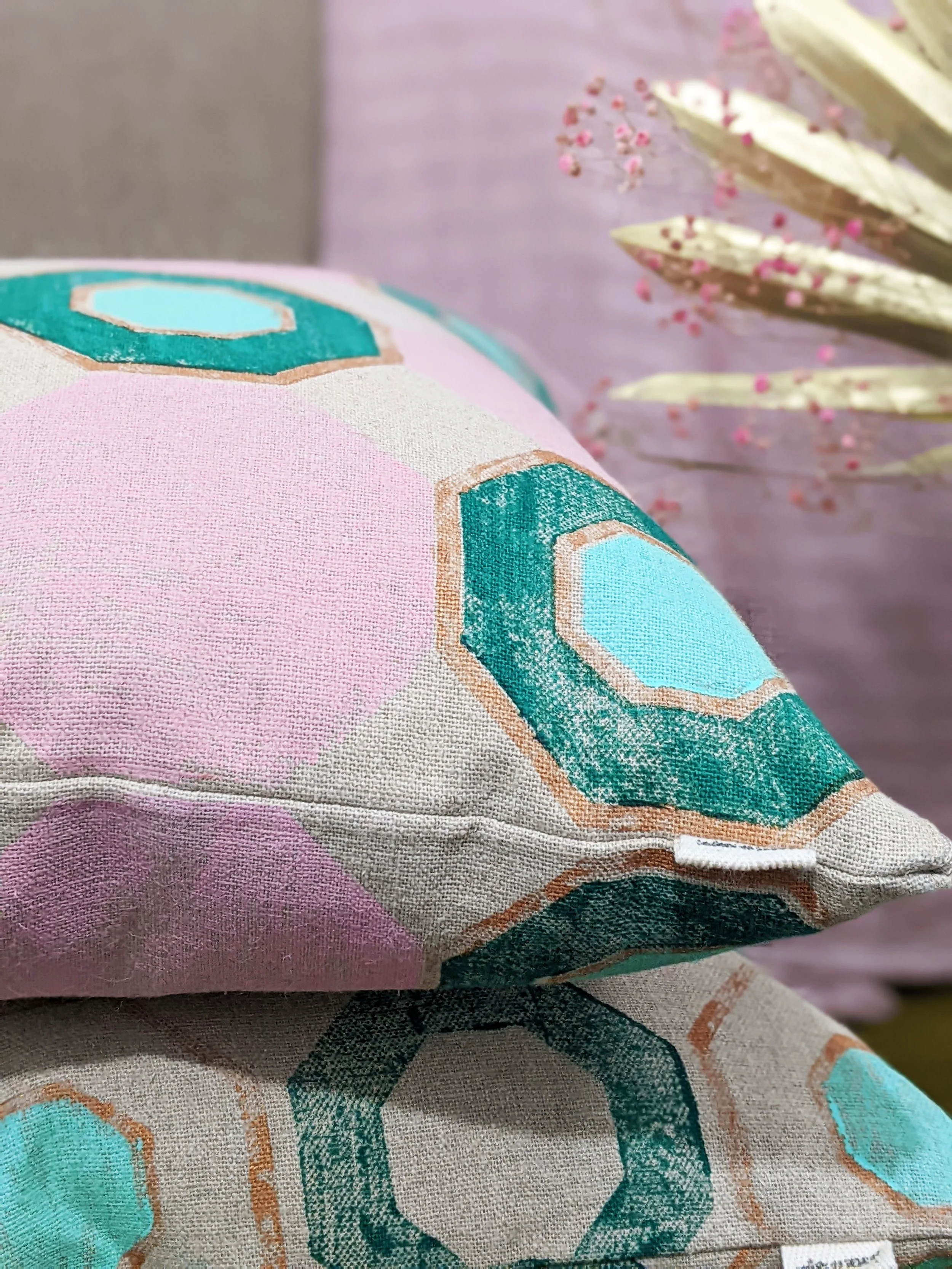 Geometric Cushion Art Pink Pillow Covers Pink Geometric Cushions