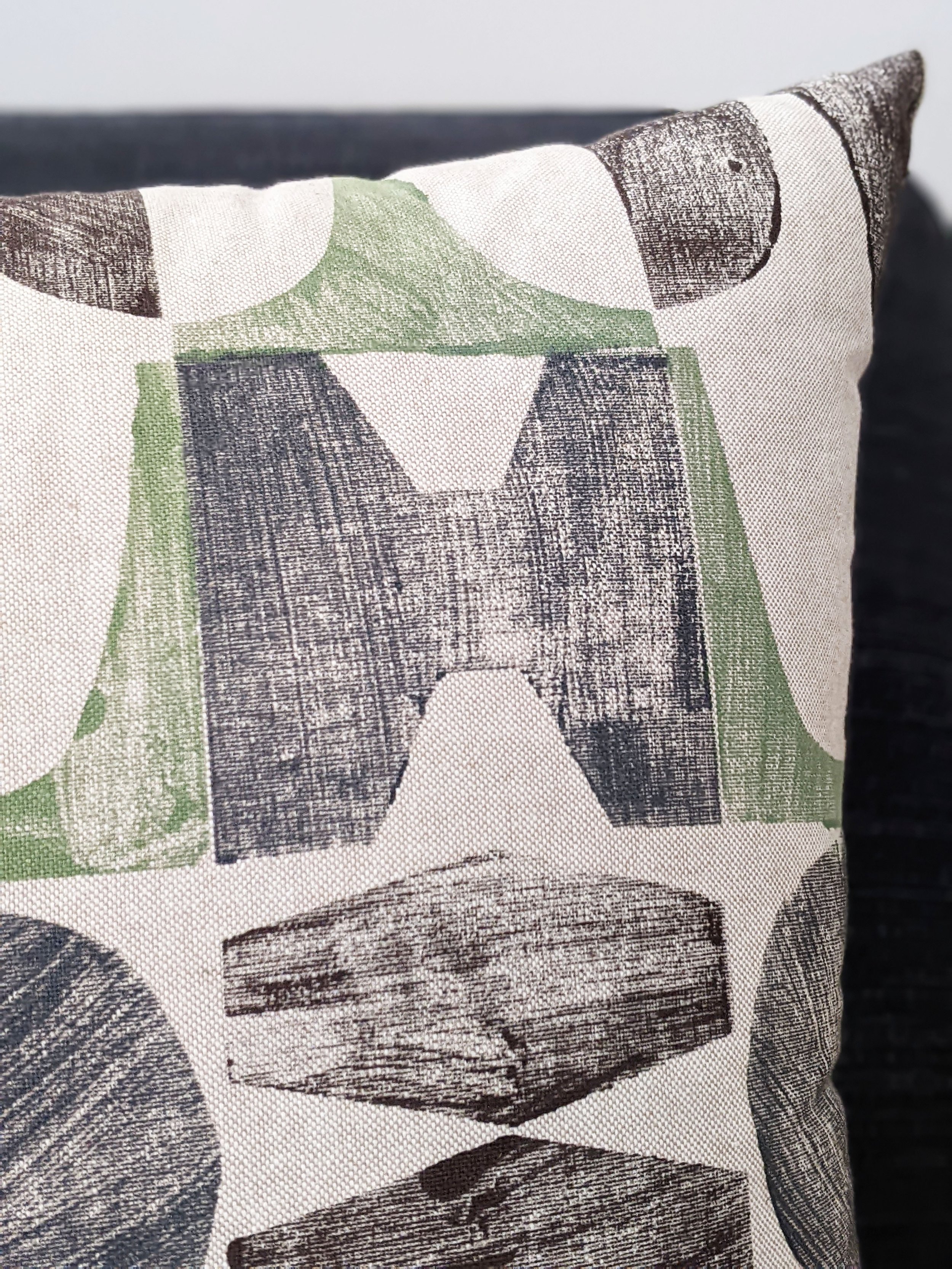 close-up details of hand block printed geometric abstract pattern