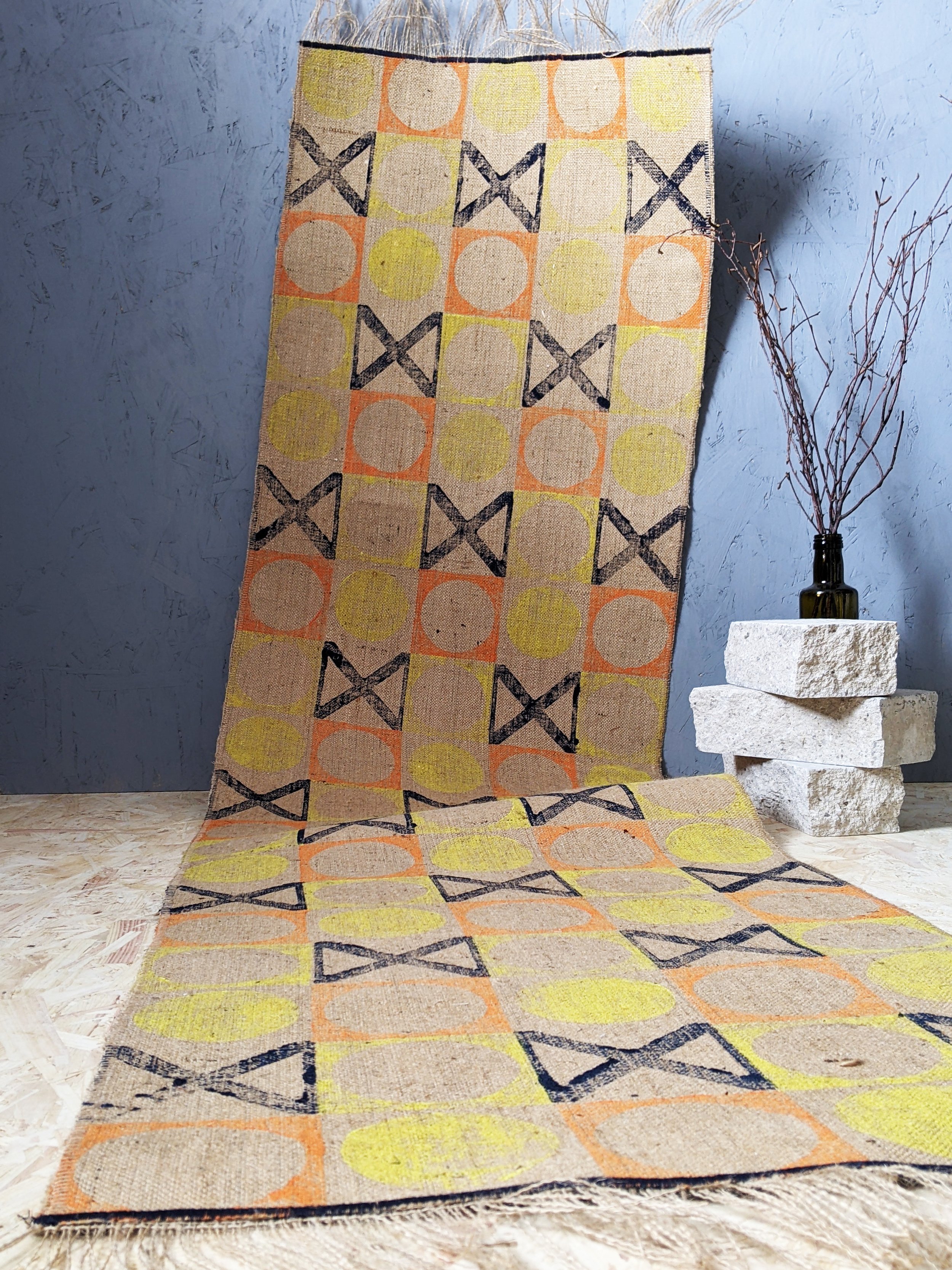 studio scene with contemporary runner rug