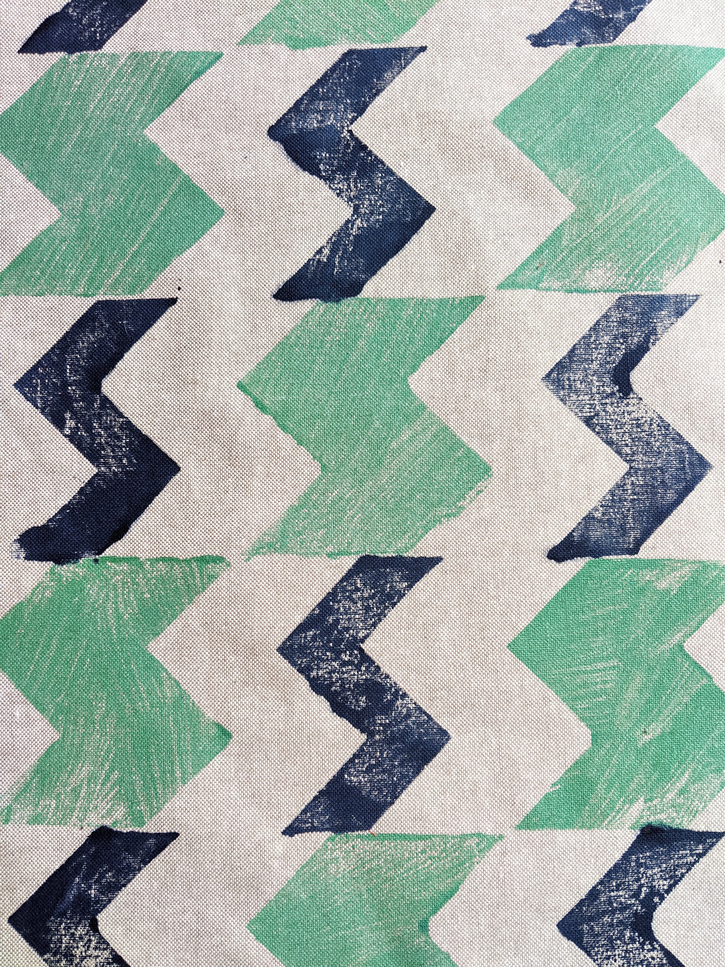 bold striking striped zigzag pattern in apple green and navy blue