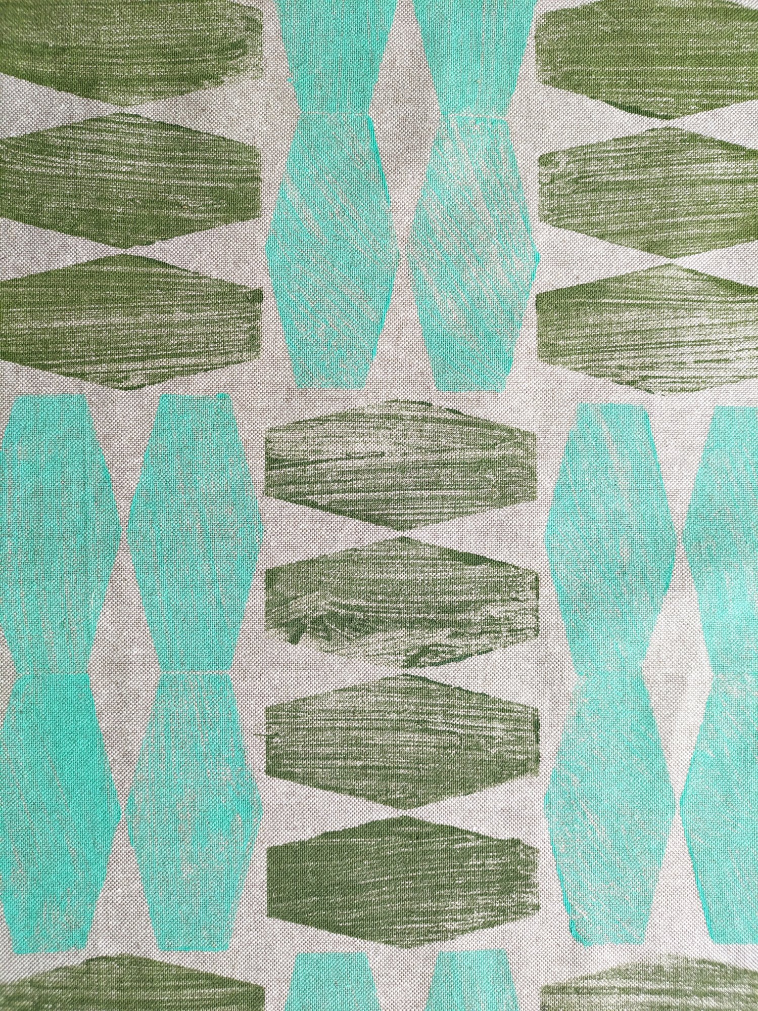 mint green and olive green abstract print sample