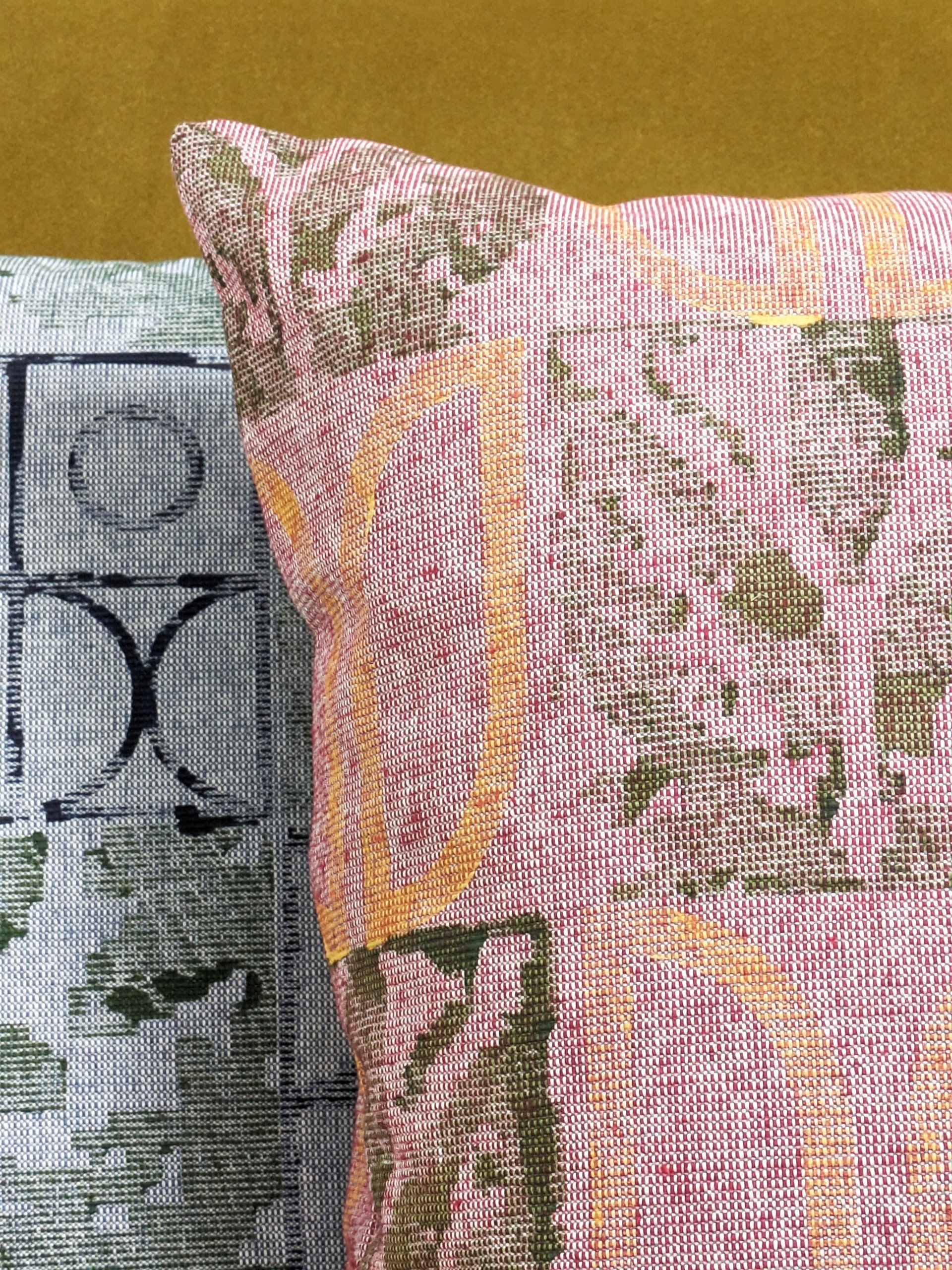 folk-inspired rustic boho patterns on tactile, textured cushions