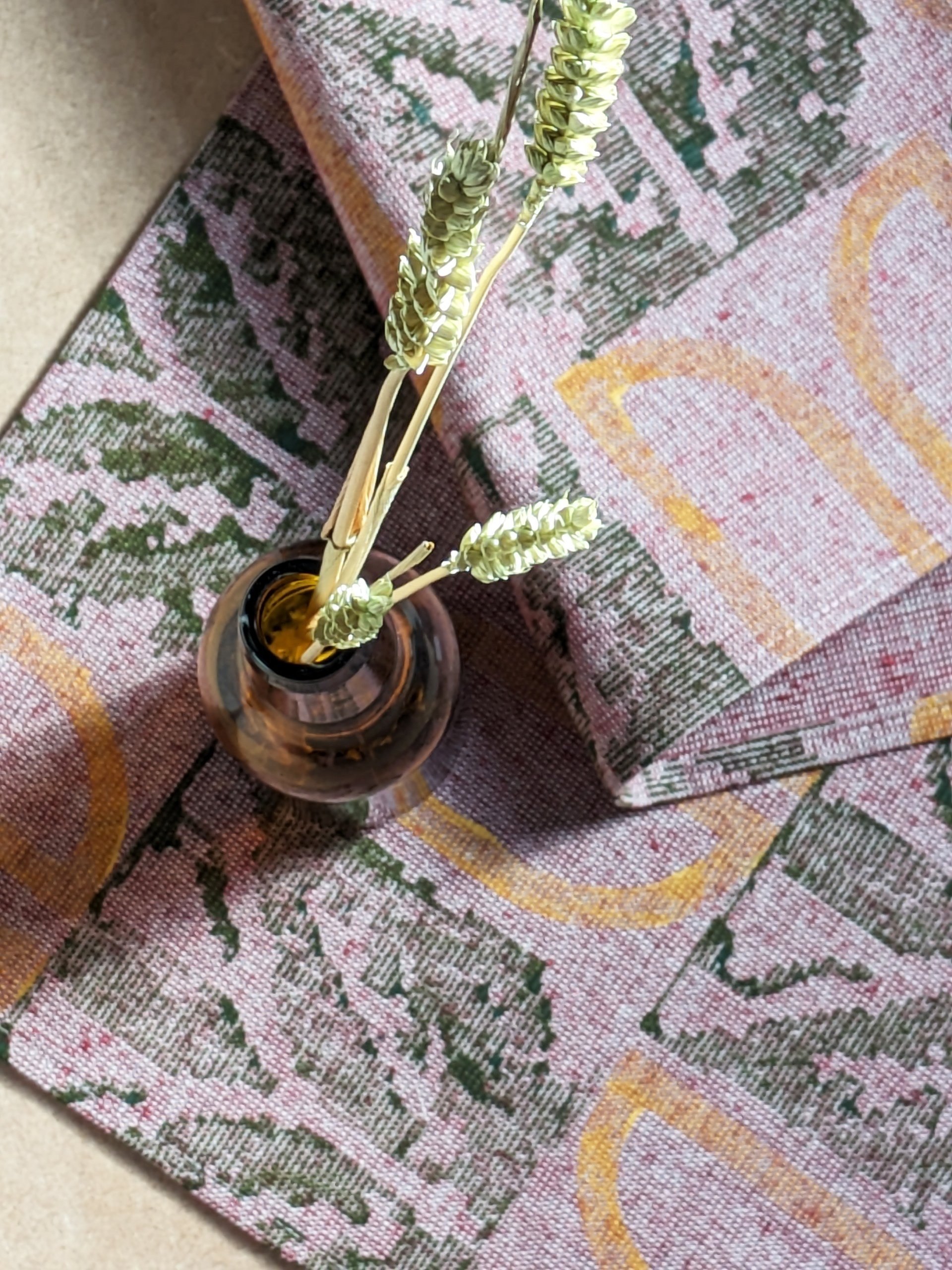boho rustic table decor with hand printed place mats