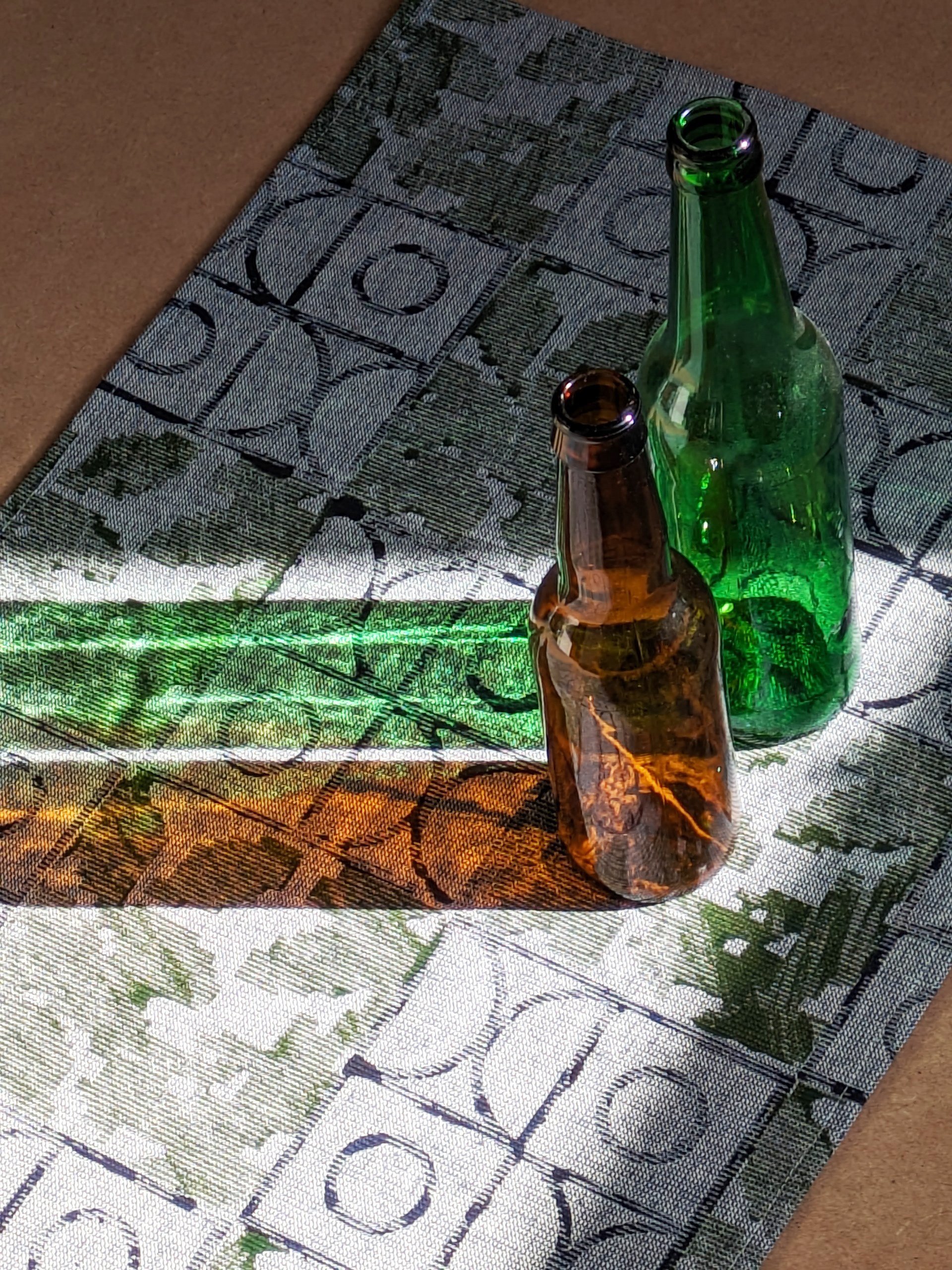rustic kitchen towel with bottles in country-inspired print